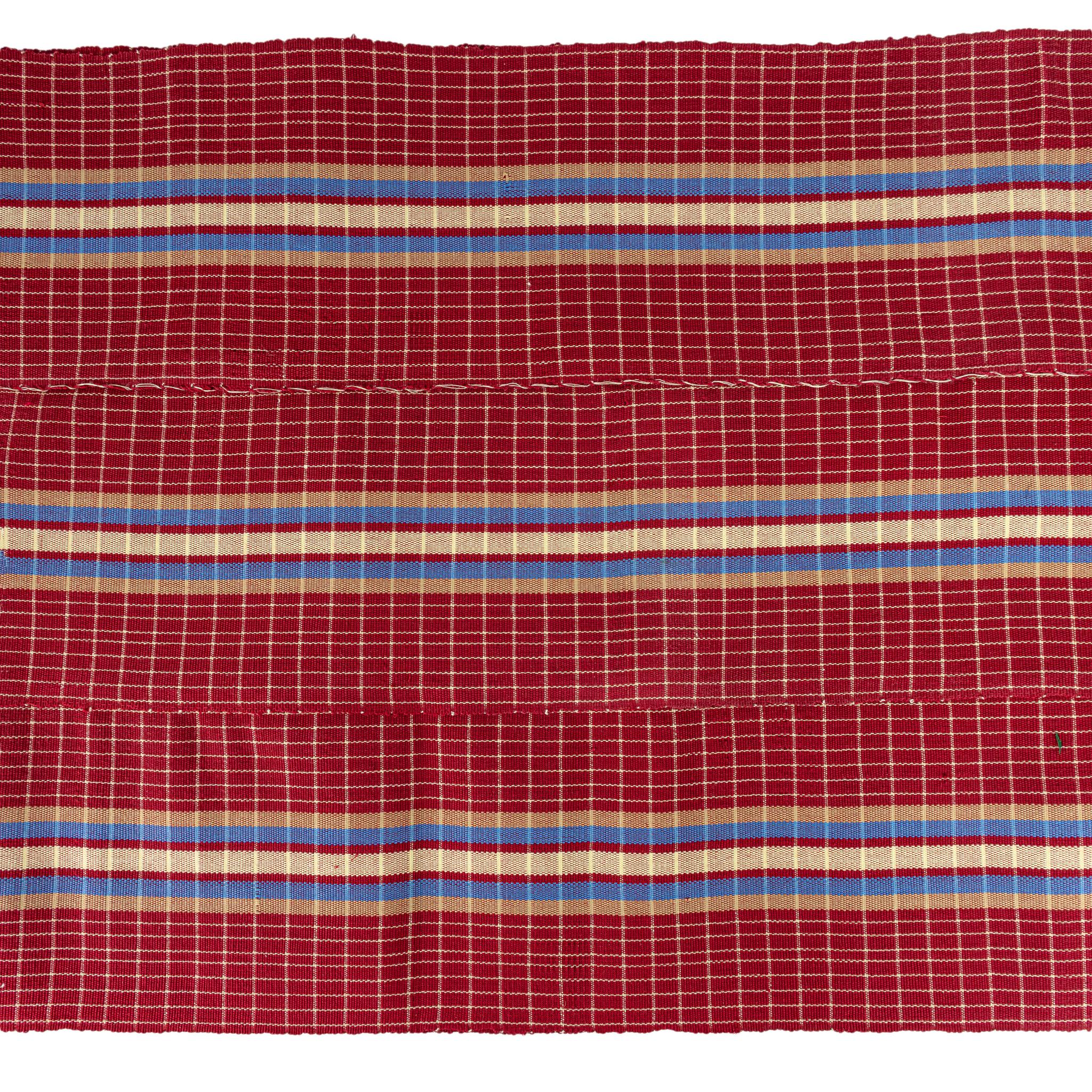 Aso Oke Gele - Head tie - Red, Gold & Blue (Cotton)