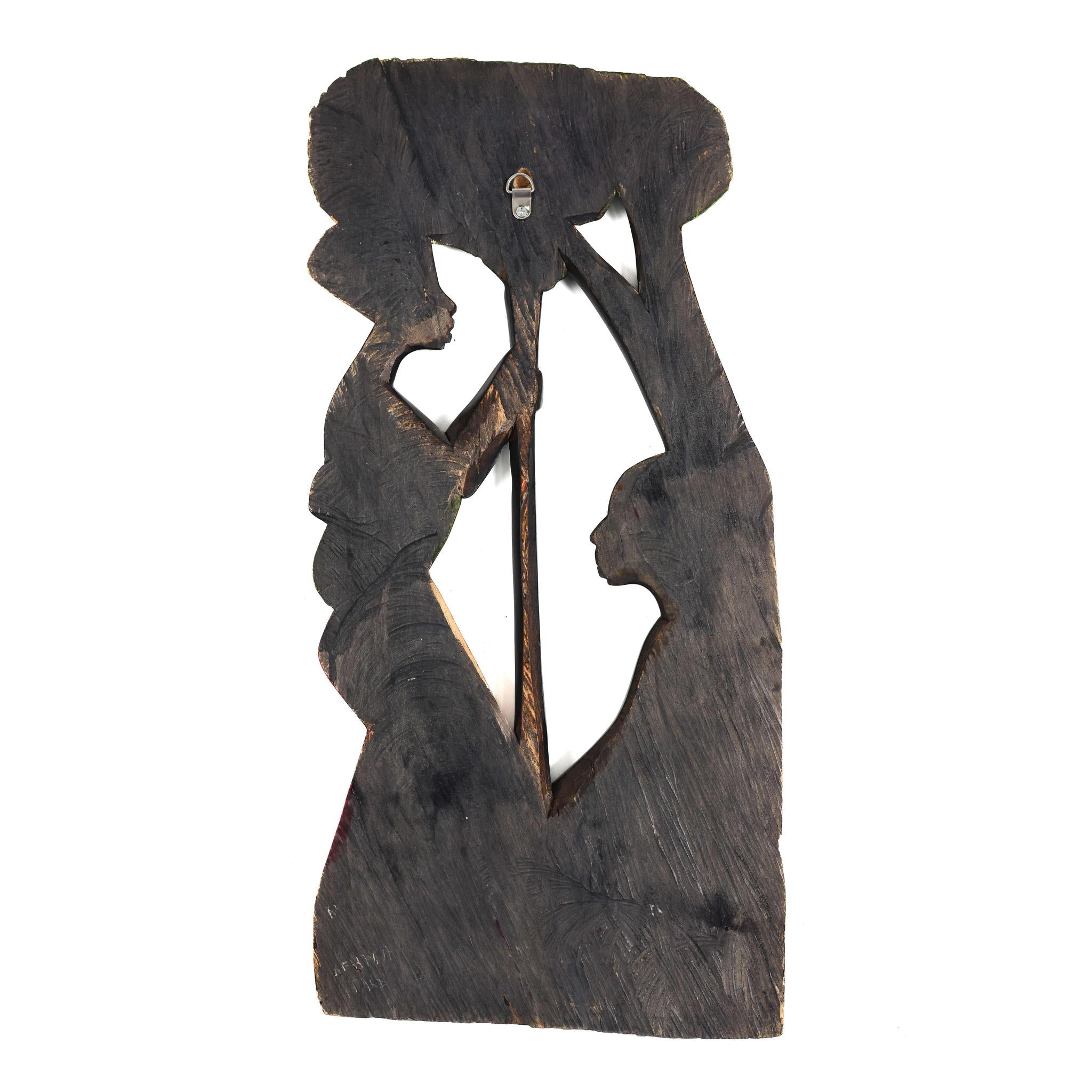 Hand-Carved Wall Art - African Women Pounding Fufu