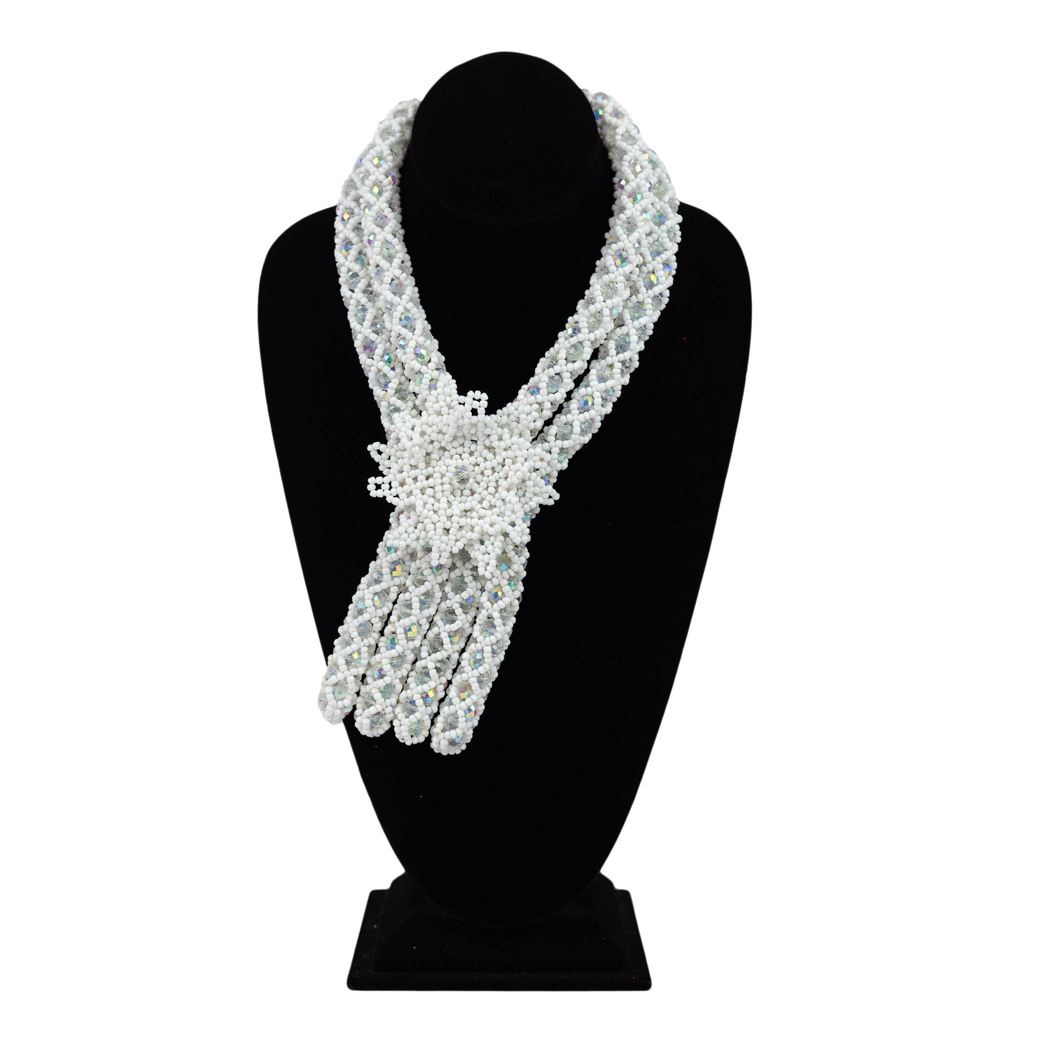 Glacier Weave: White & Iridescent Crystal Jewelry Set