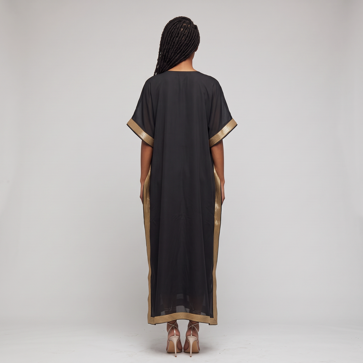 Royal Embellished Chiffon Kaftan Dress Set