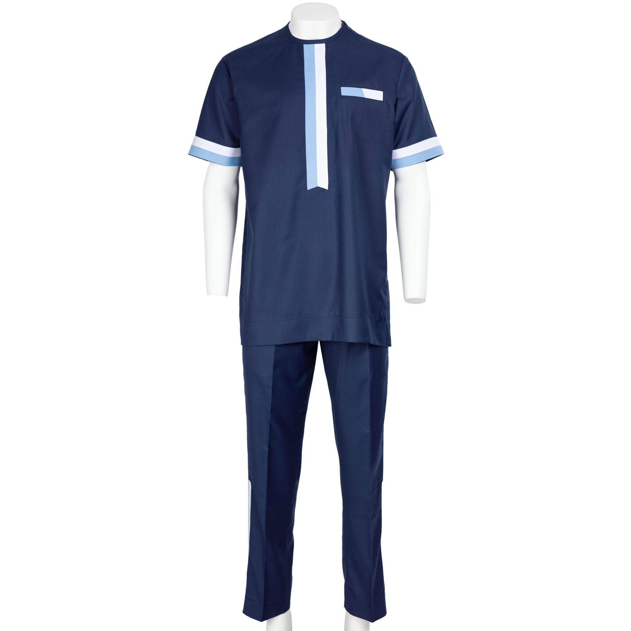 Blue Striped Pant Set