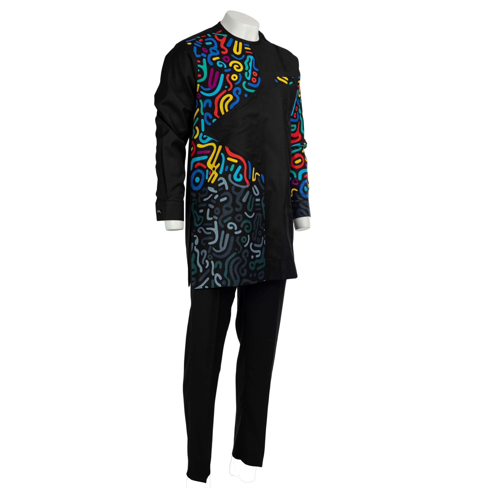 Men's Abstract Print Senator Suit