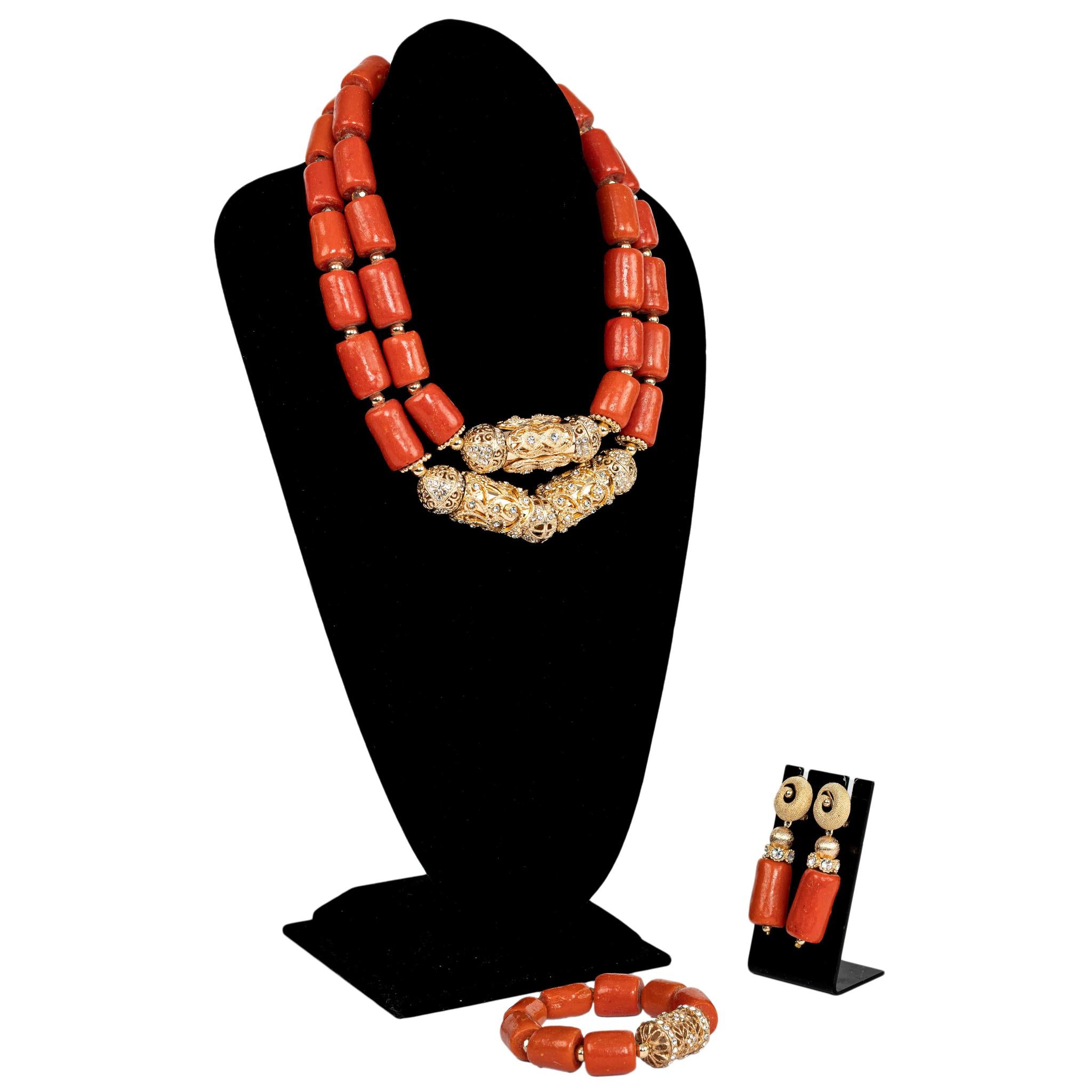 Two Layer Mock Coral Bead Set for Women
