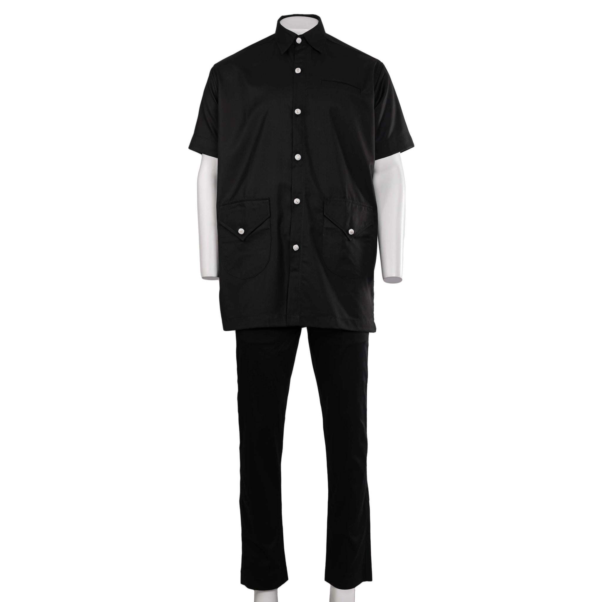 Black Short Sleeve Utility-Style Senator Suit