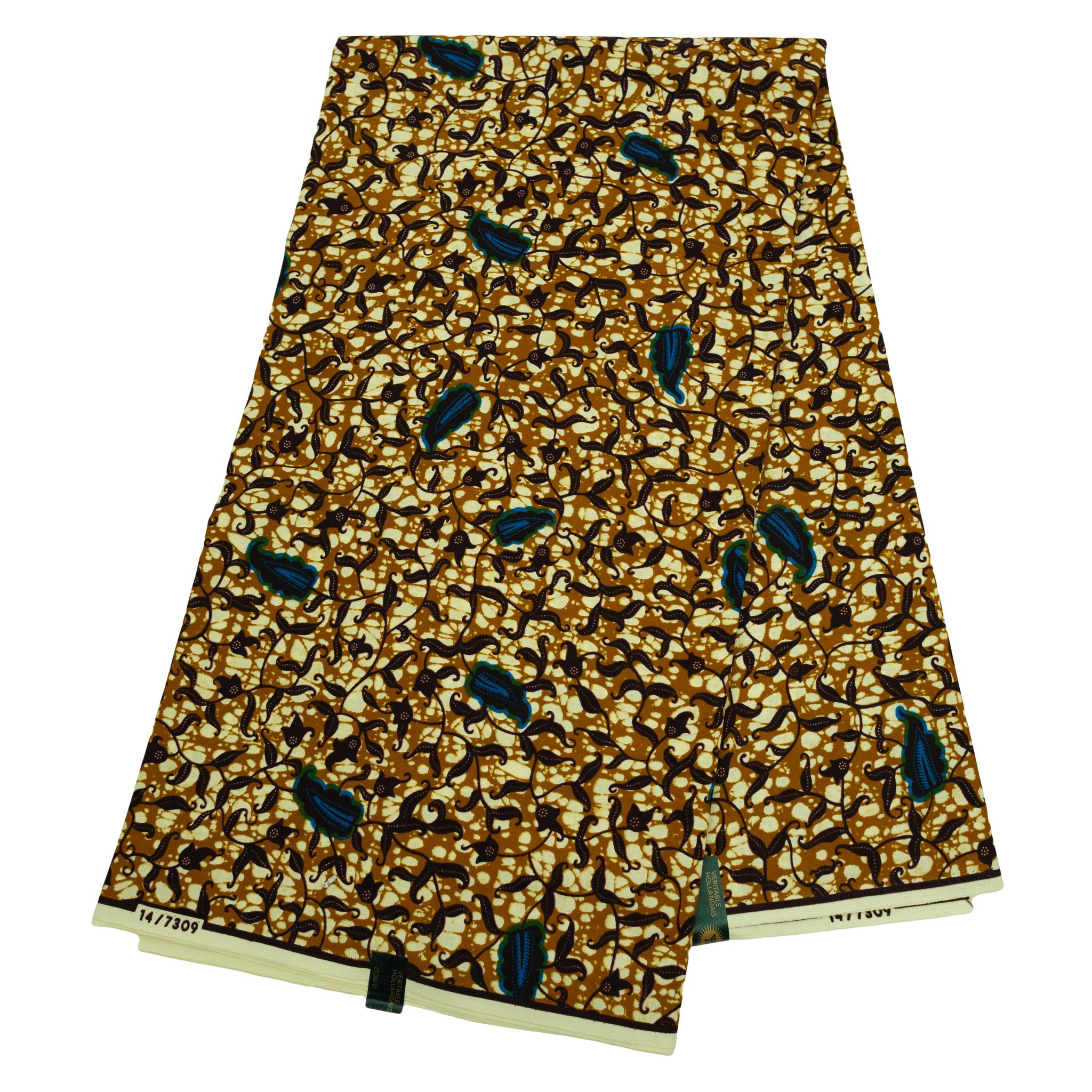 Brown & Blue Wax Pint Fabric - 6 Yards