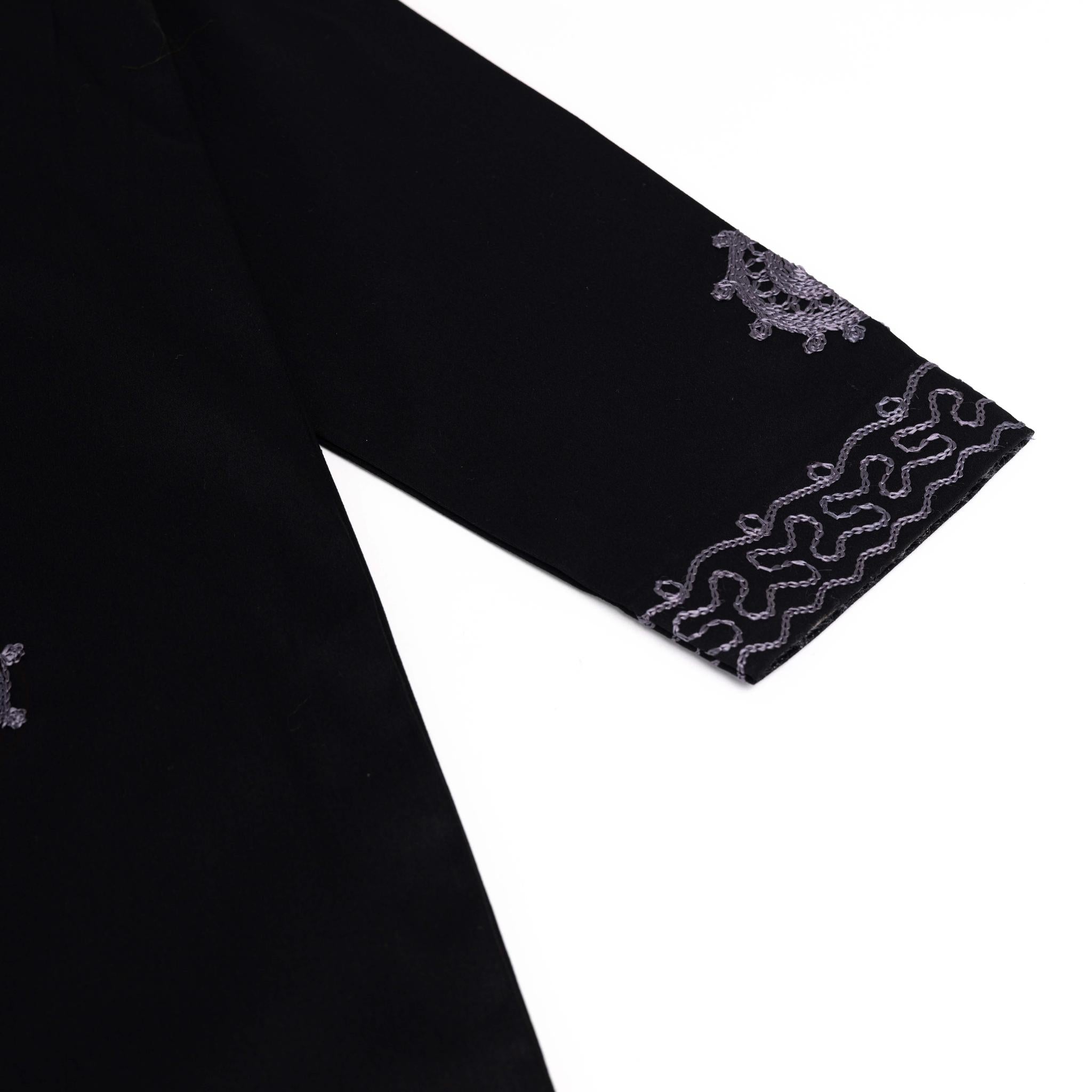 Elegant Black & Grey Embroidered Suit