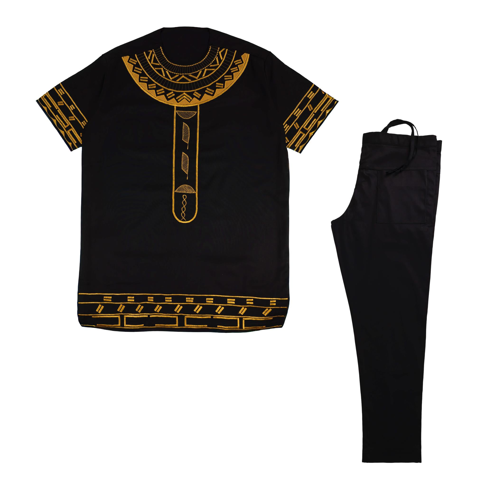 Black & Gold Geometric Embroidered Suit