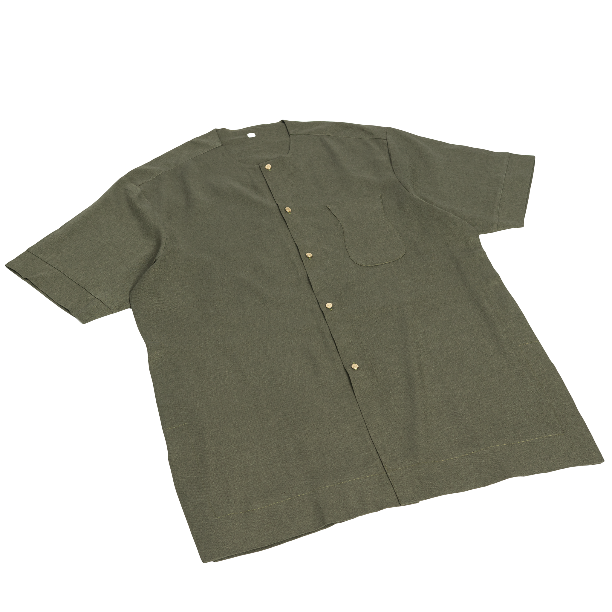 Olive Green Men's Linen Short-Sleeve Senator Set