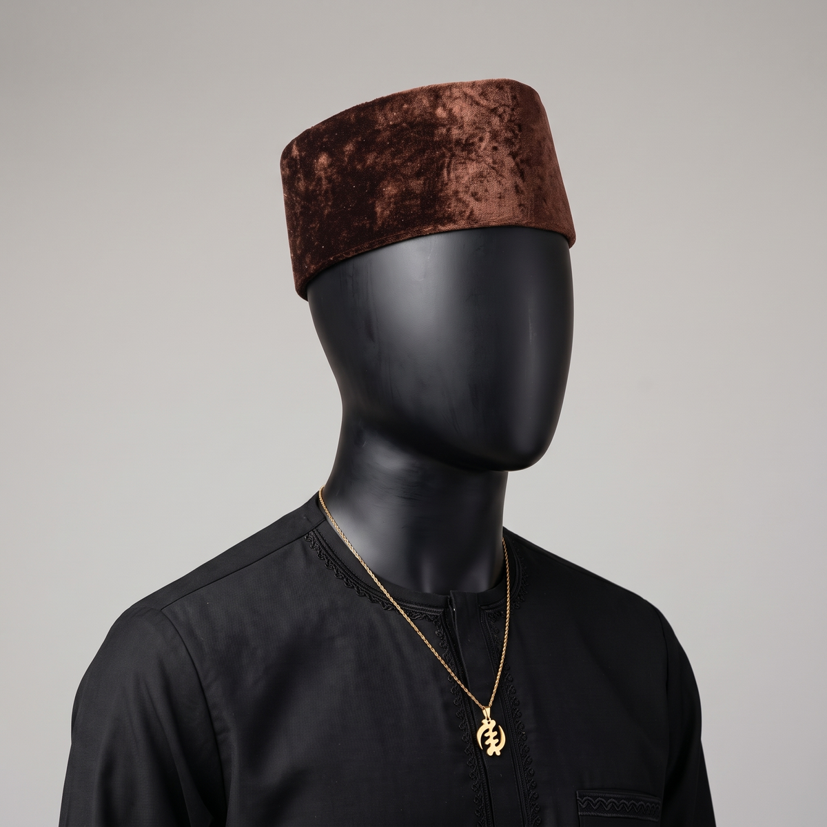 Brown Velvet Nigerian Cap