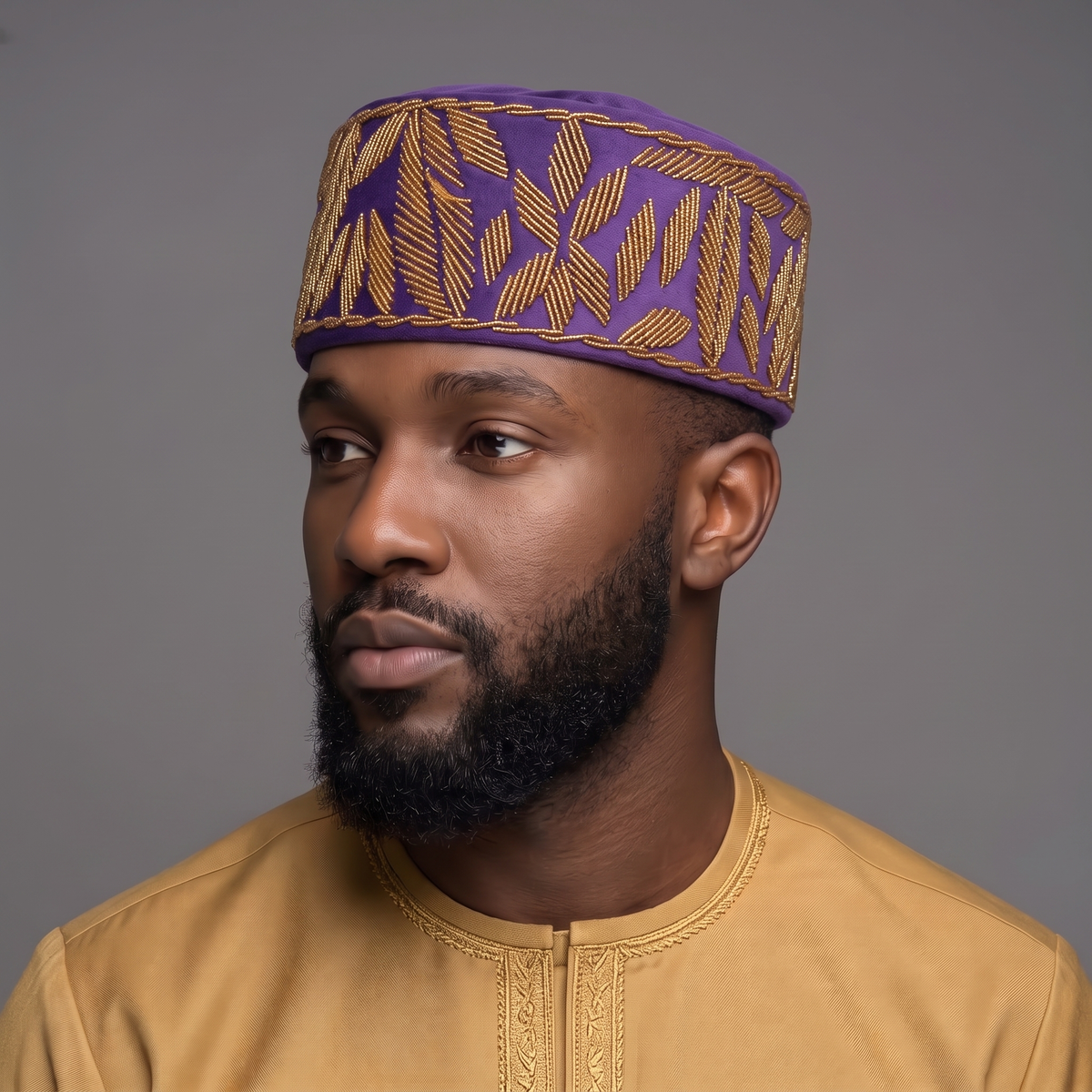 Royal Purple Velvet Beaded Cap