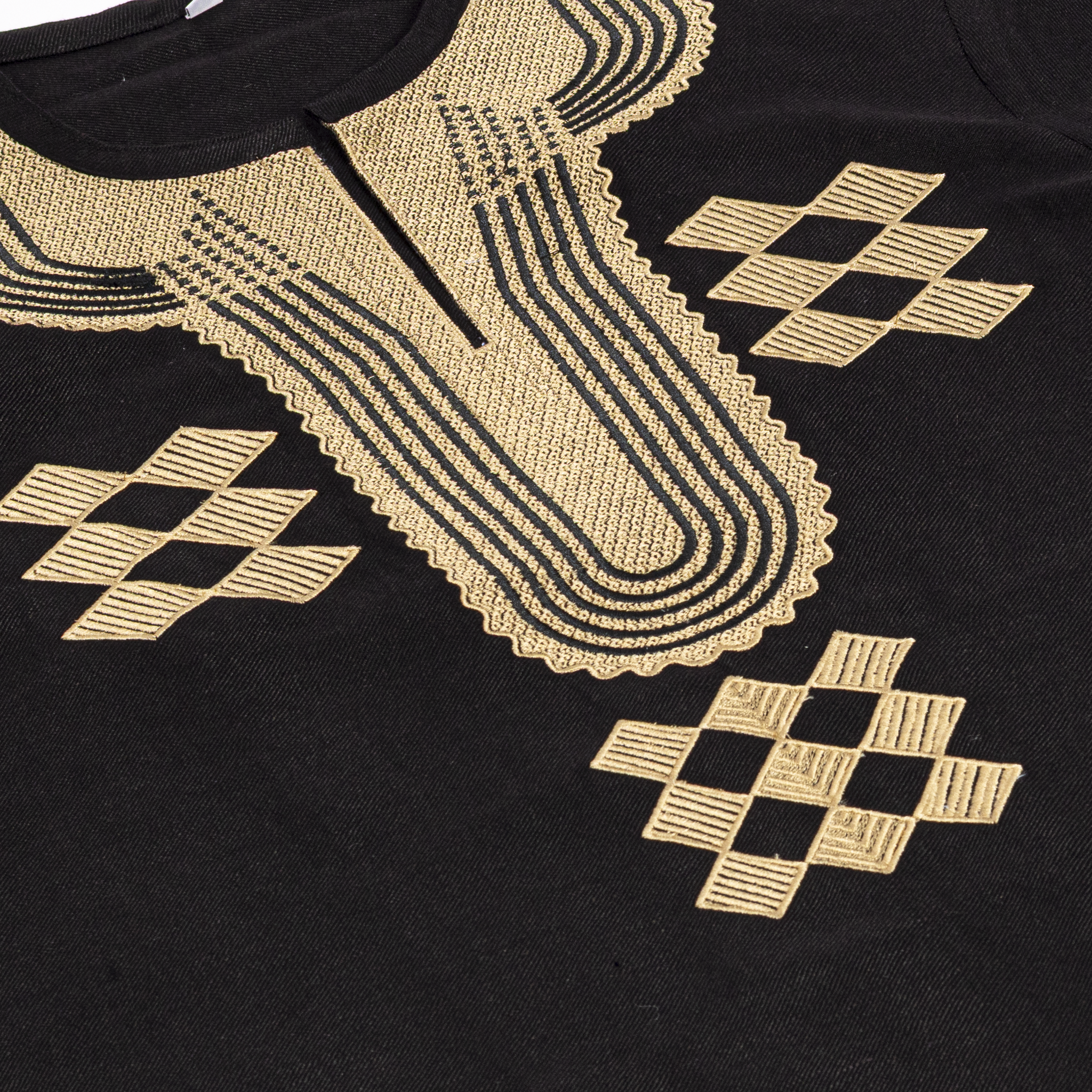 Black and Gold Embroidered Men's Linen Dashiki Senator Set