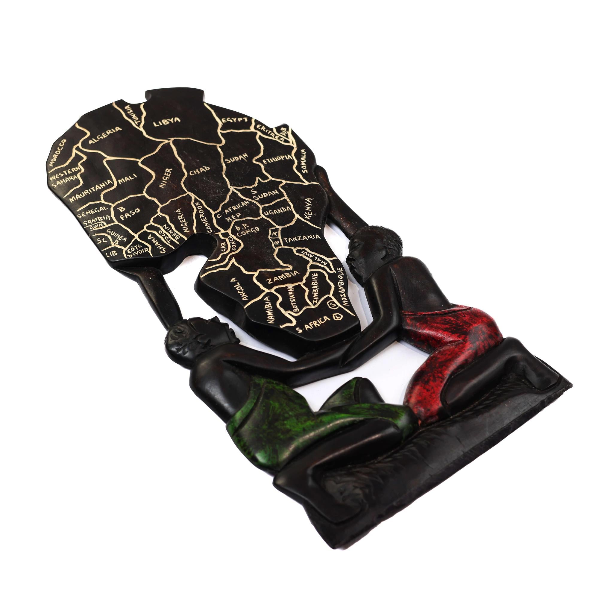 Hand-Carved Wooden Sculpture: Map of Africa