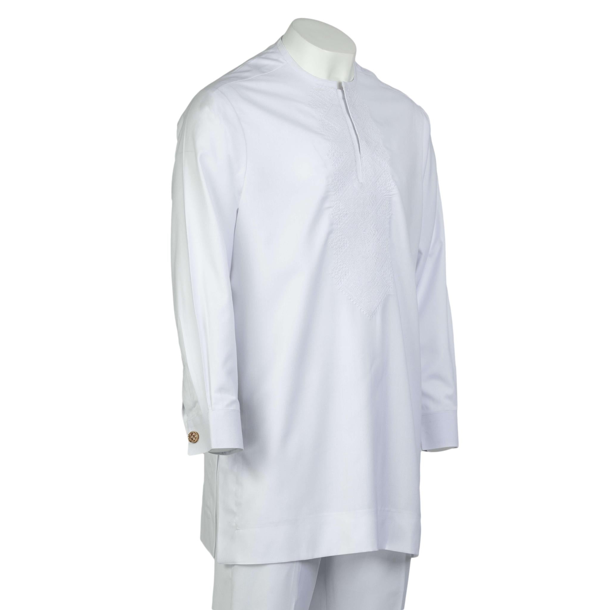 White Suit with White Monogram Embroidery