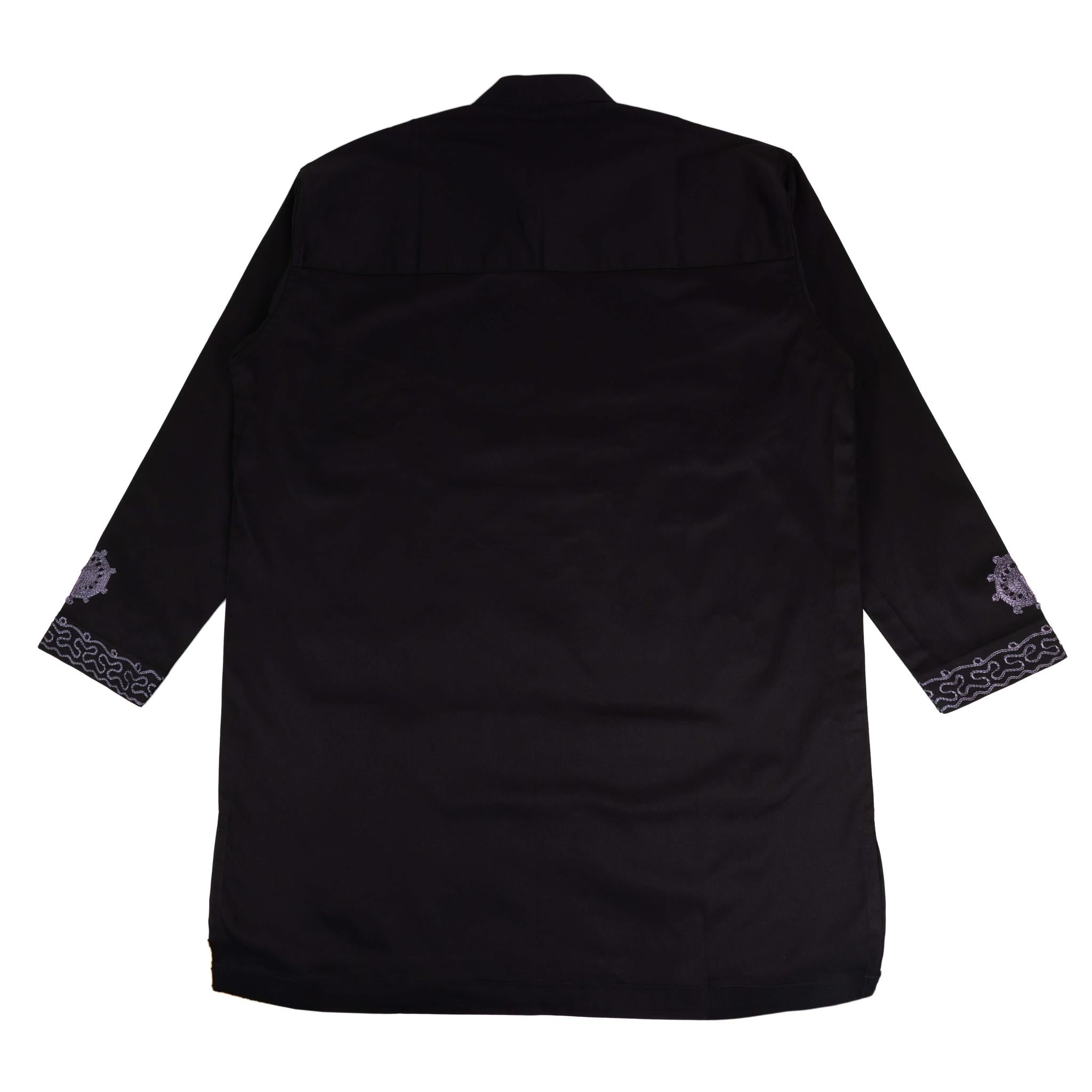 Elegant Black & Grey Embroidered Suit