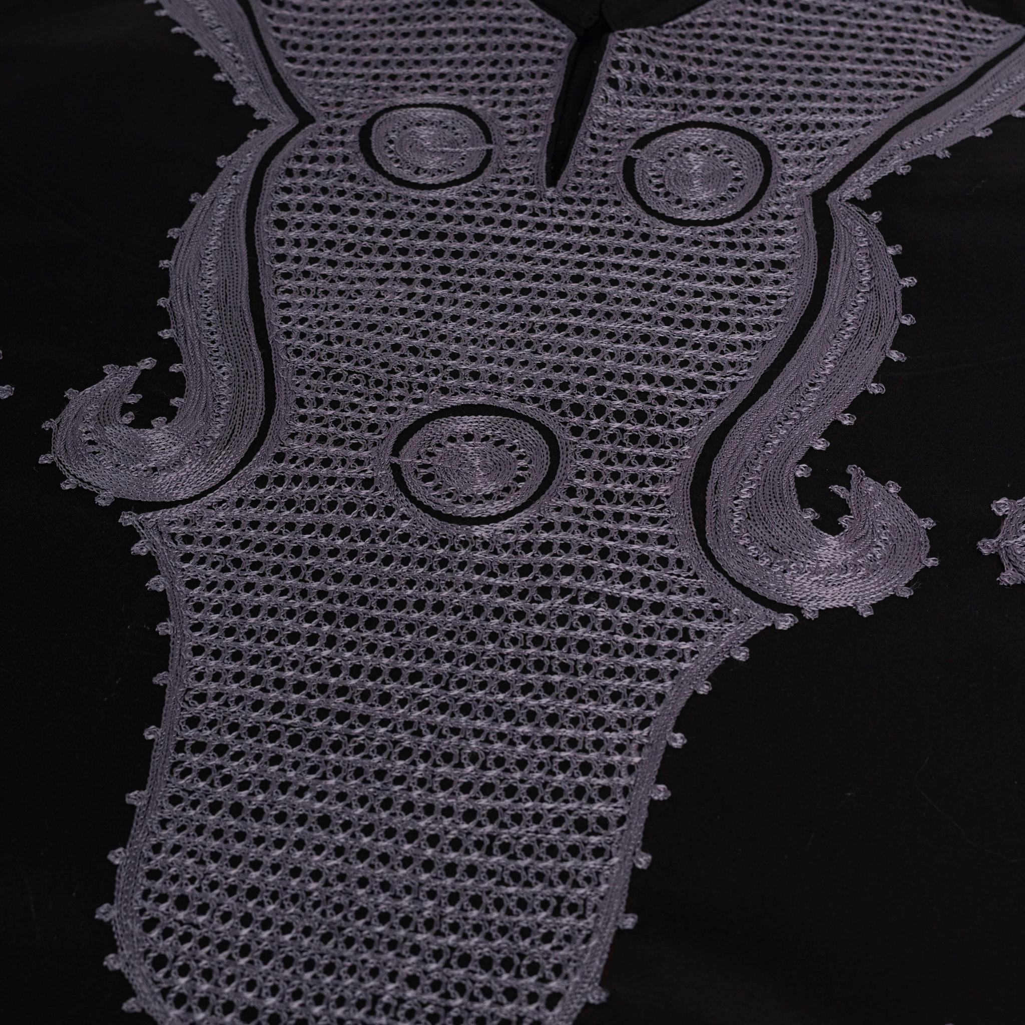 Elegant Black & Grey Embroidered Suit