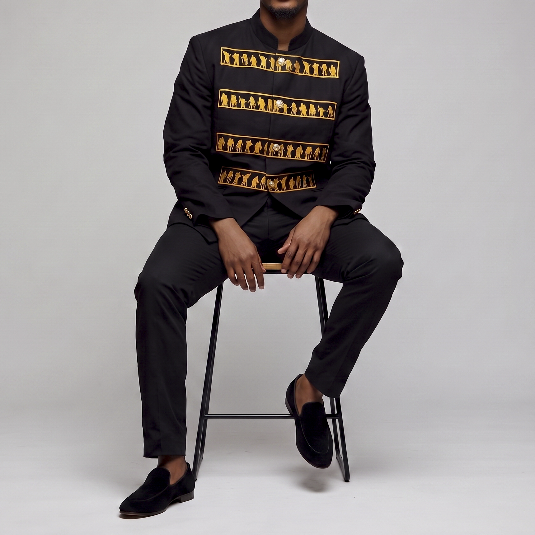 Black Suit w/ Elephant Embroidery