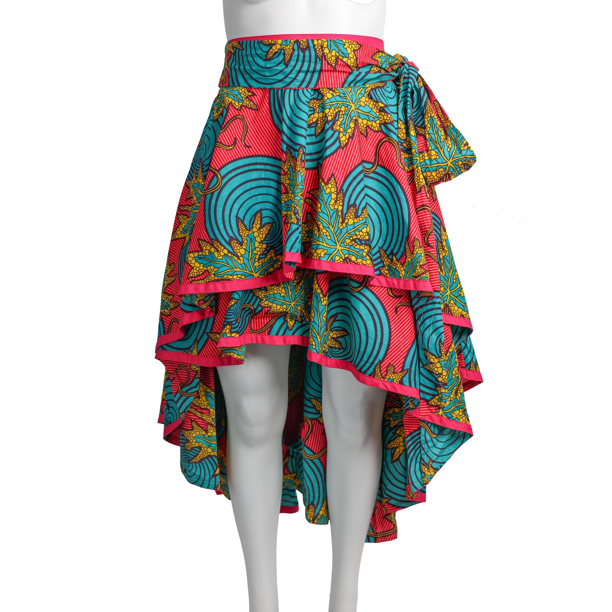 Layered Ankara Skirt with Belt
