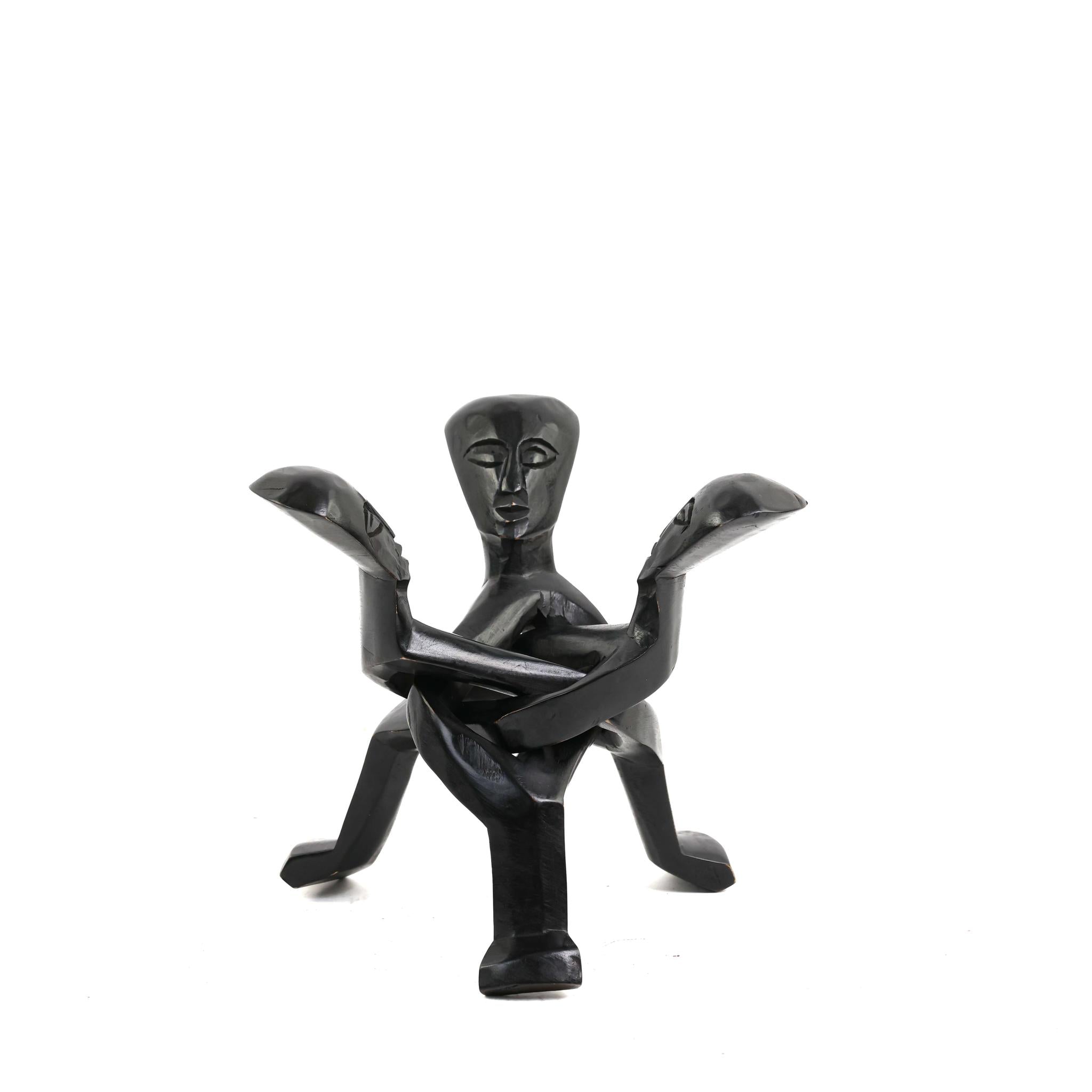 Black Elephant & Huts Carved Unity Bowl