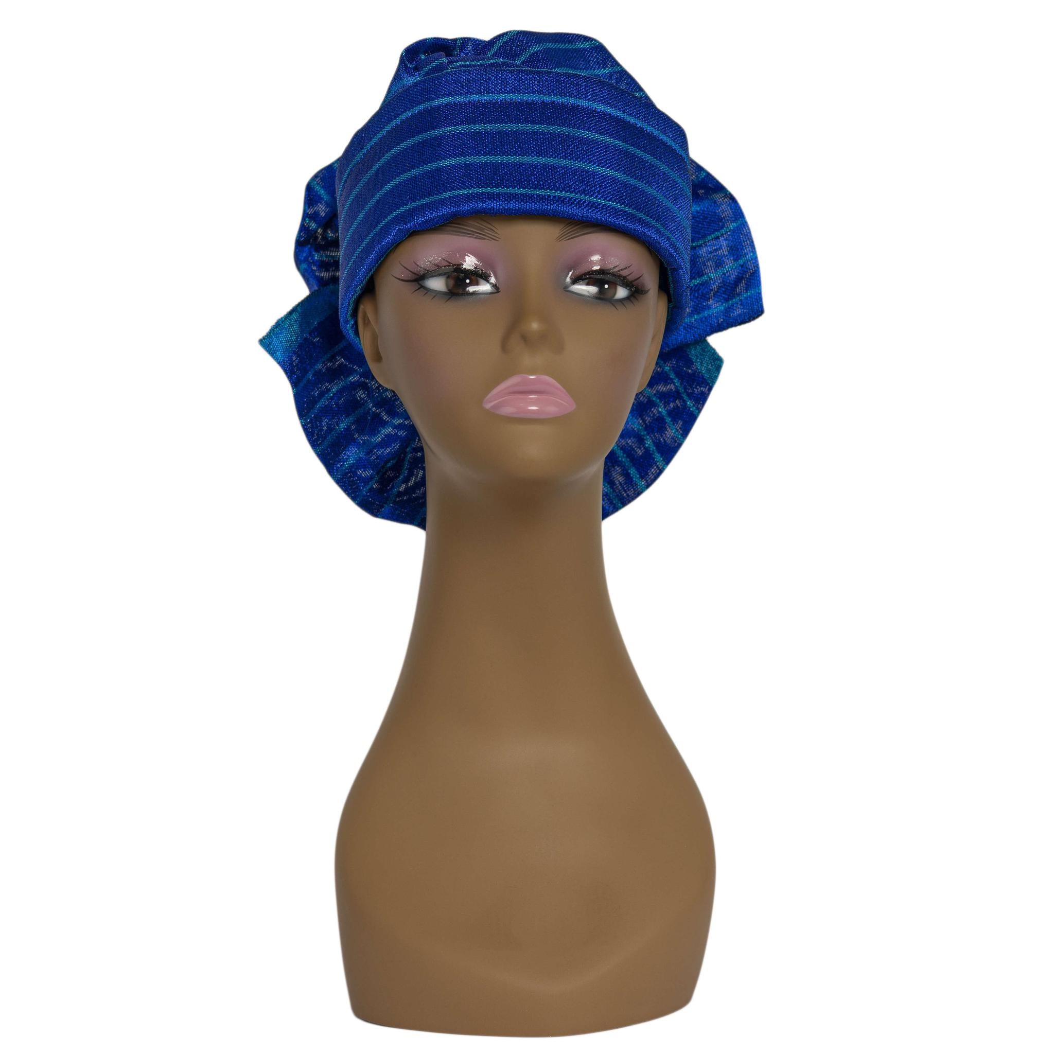 Blue Aso Oke Zara Cap Auto Gele