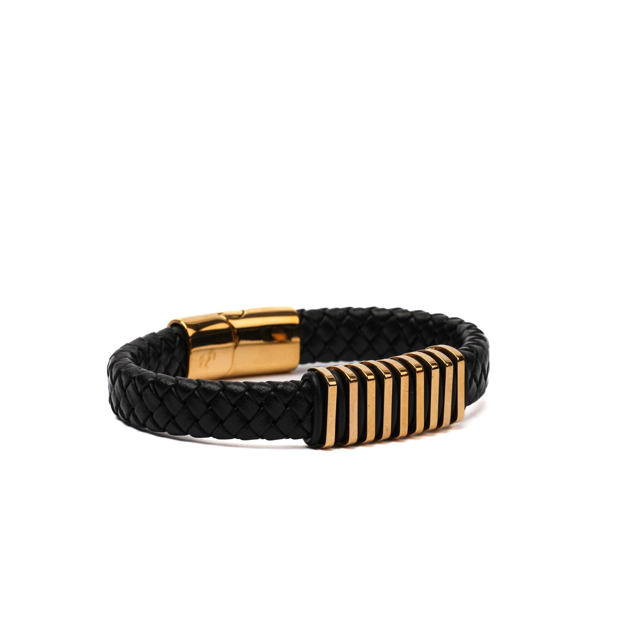 Gold Braided Leather Bracelet