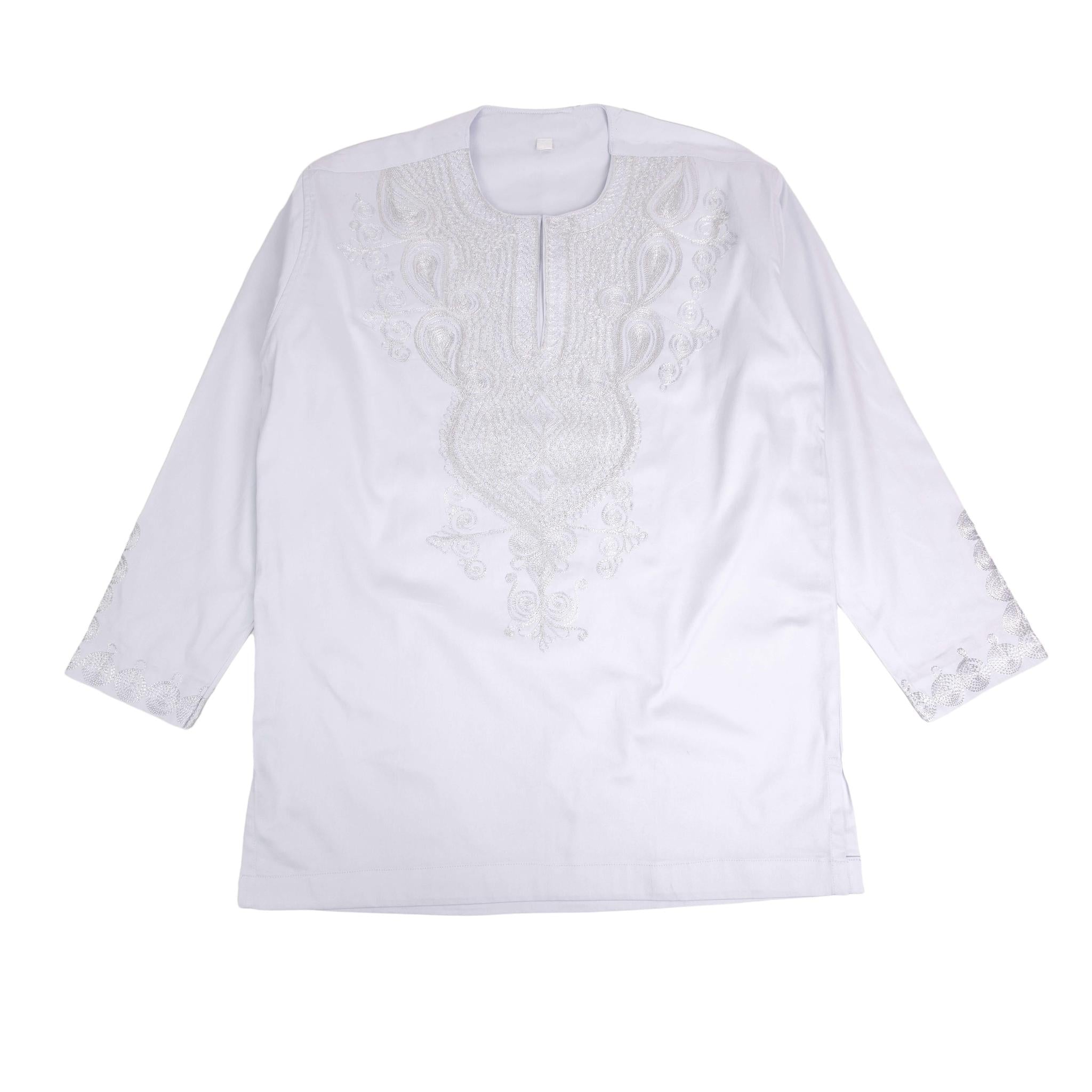 White Embroidered Long Sleeve Top