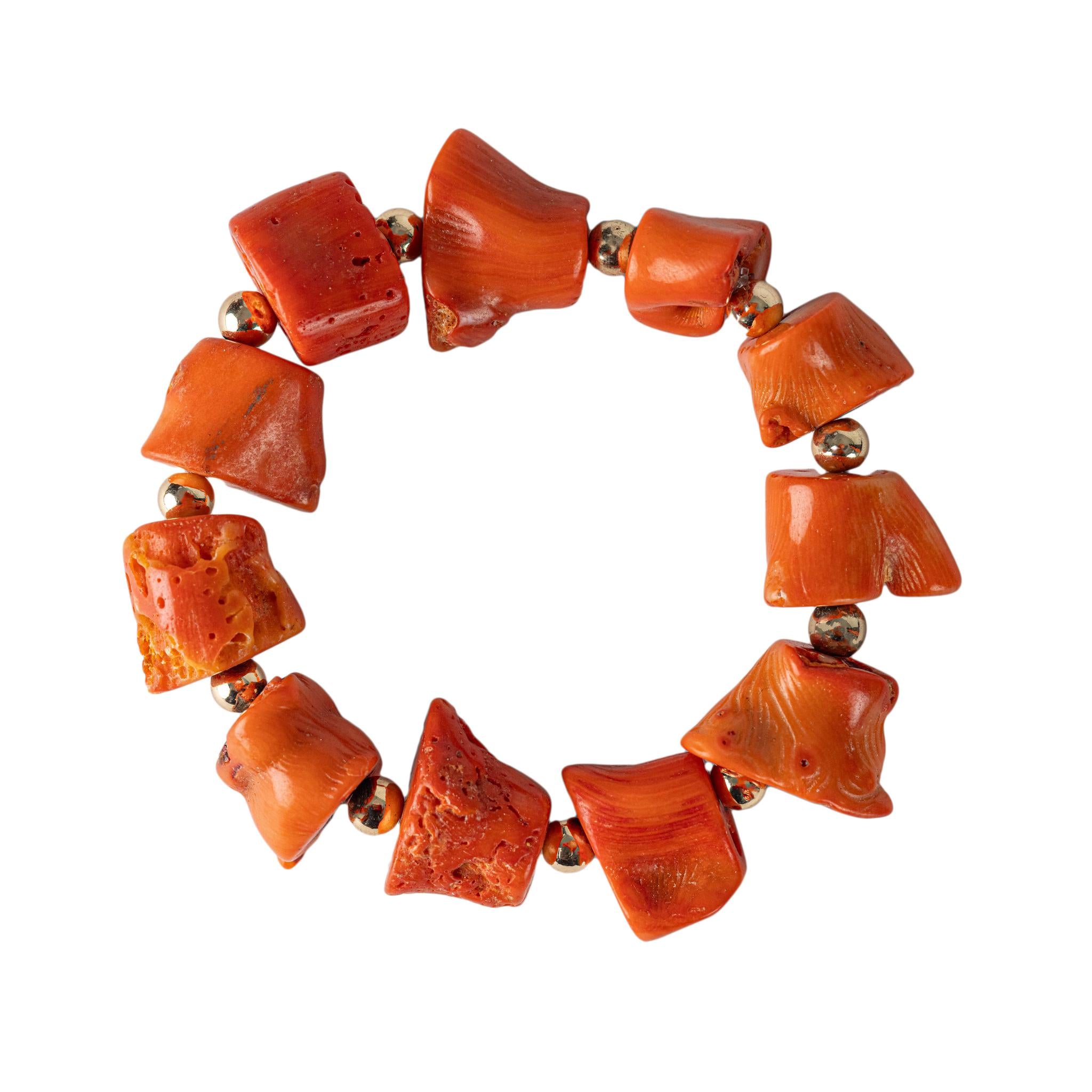 Original Coral Beads Jewelry Two Step Women Set