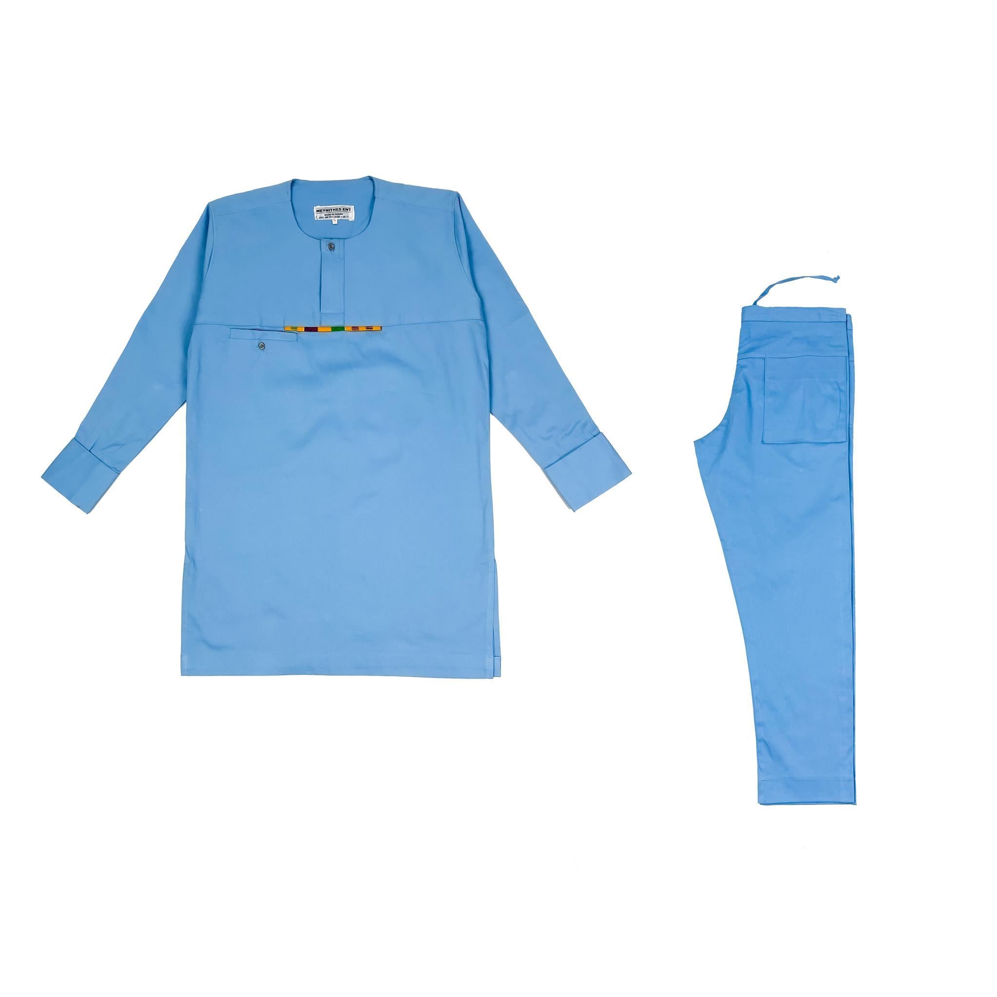 Men's Blue Suit w/Kente Accent