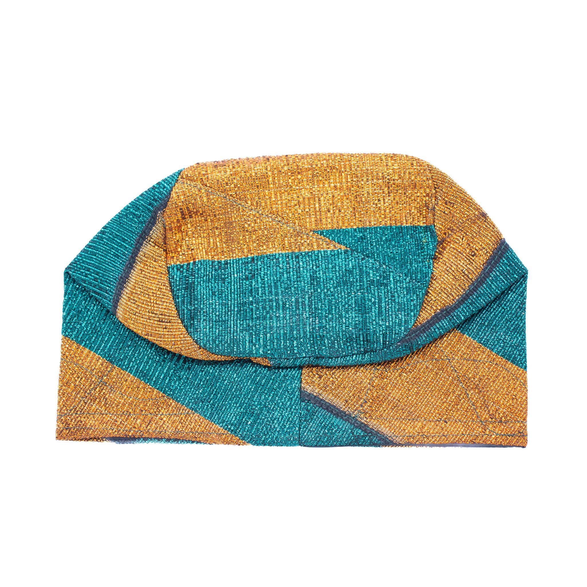 Gold & Blue Aso-Oke Cap