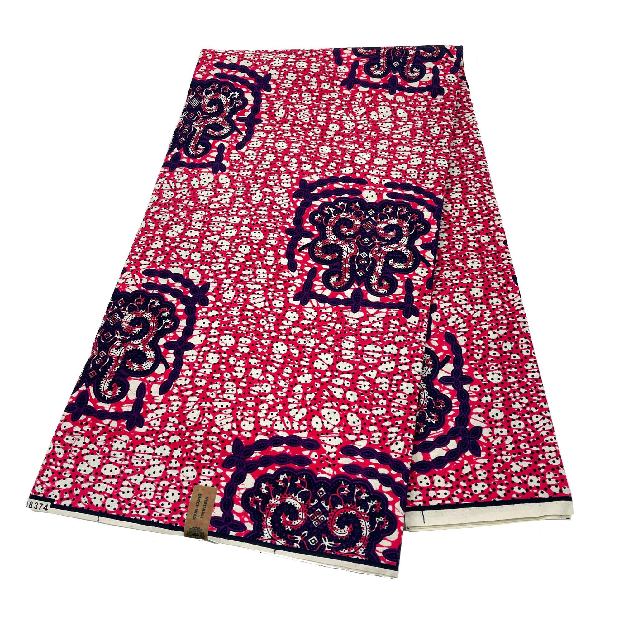 Pink Wax Print Fabric - 6 Yards