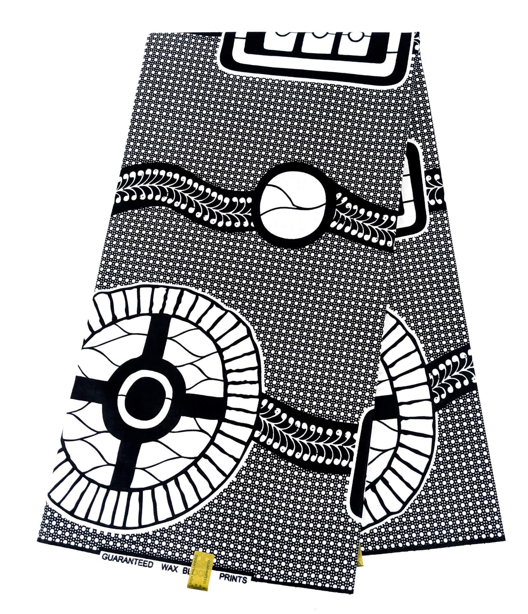 Black and White Chain Link African Wax Fabric