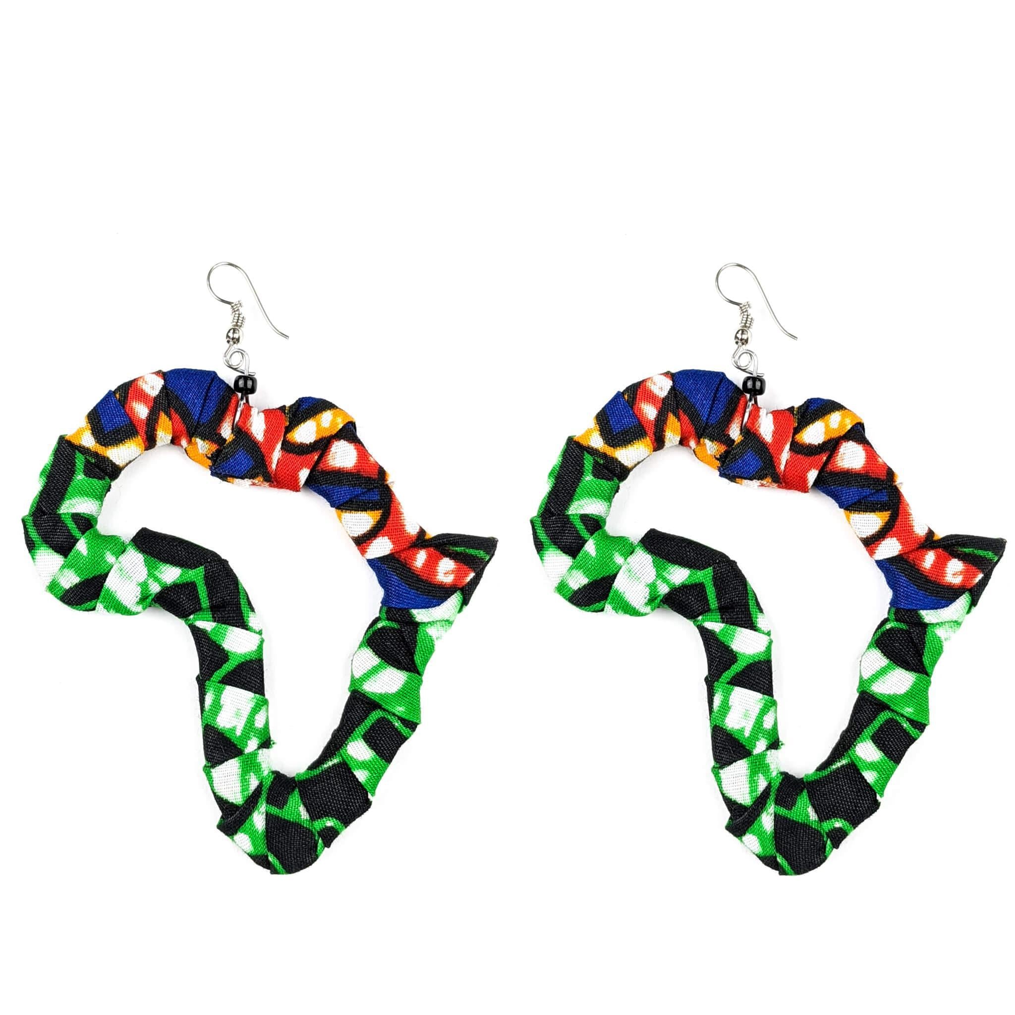 Handmade Kitenge Map of Africa Earrings