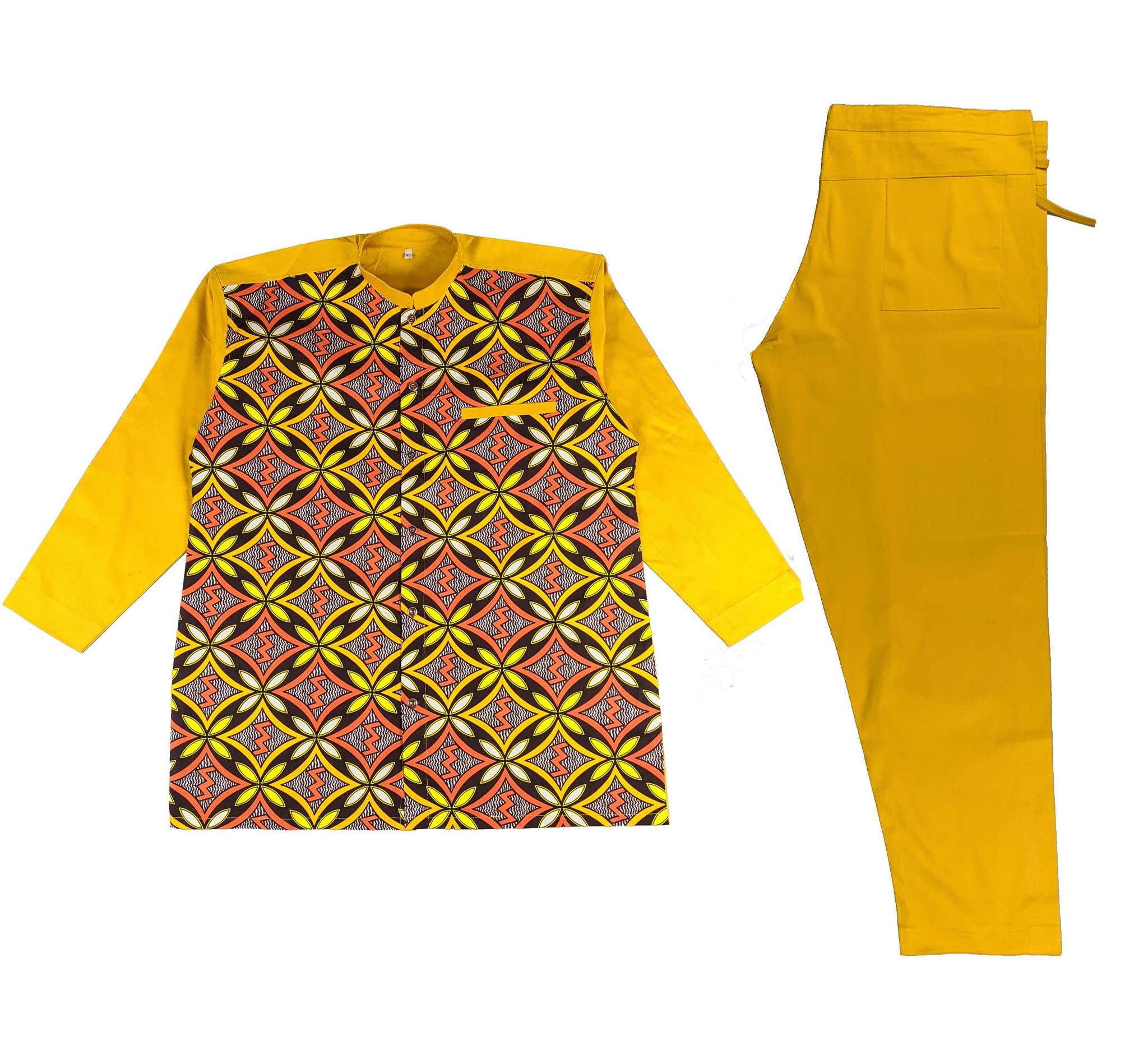 Men Embroidery Long Sleeve Set