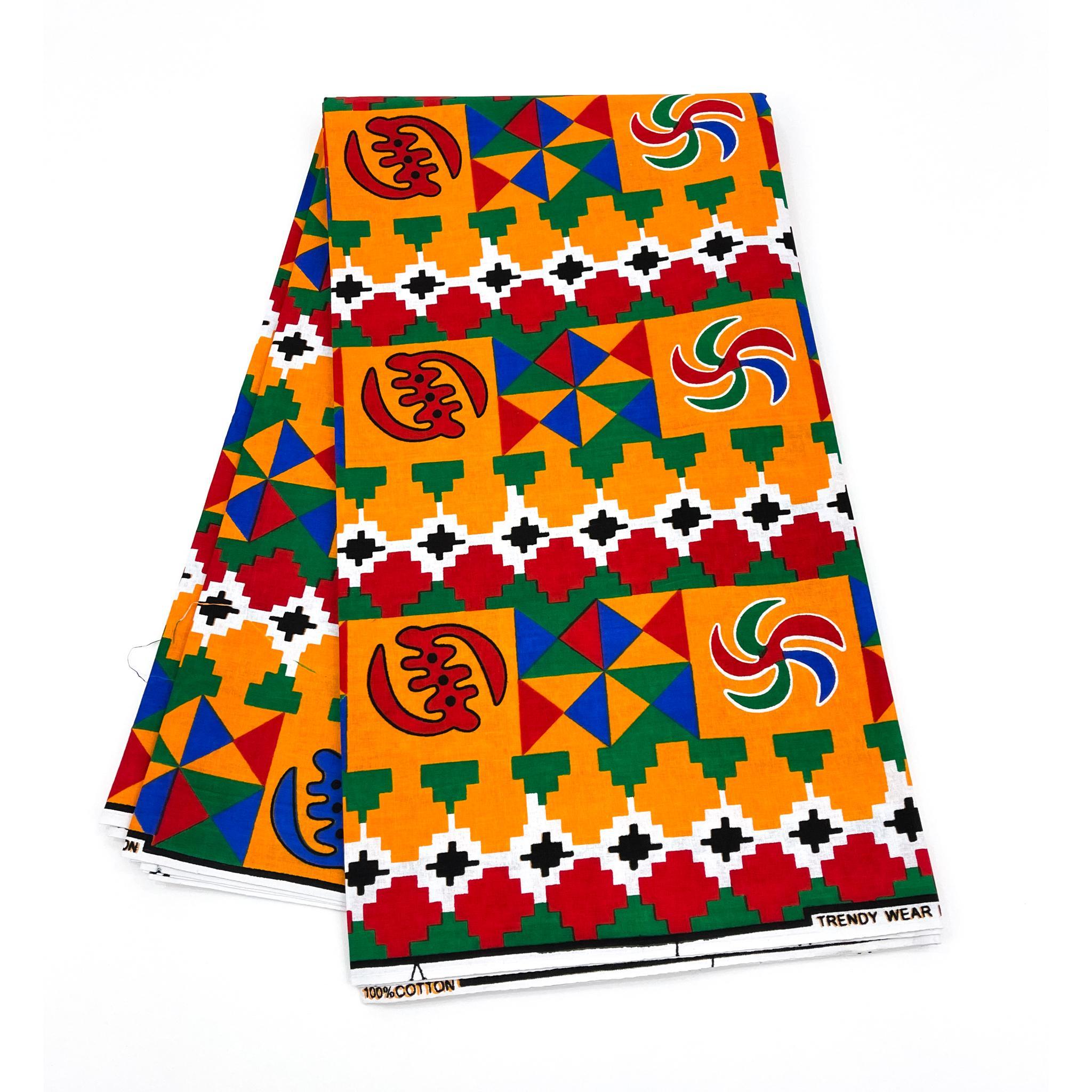 Orange Wax Print Fabric - 6 Yards