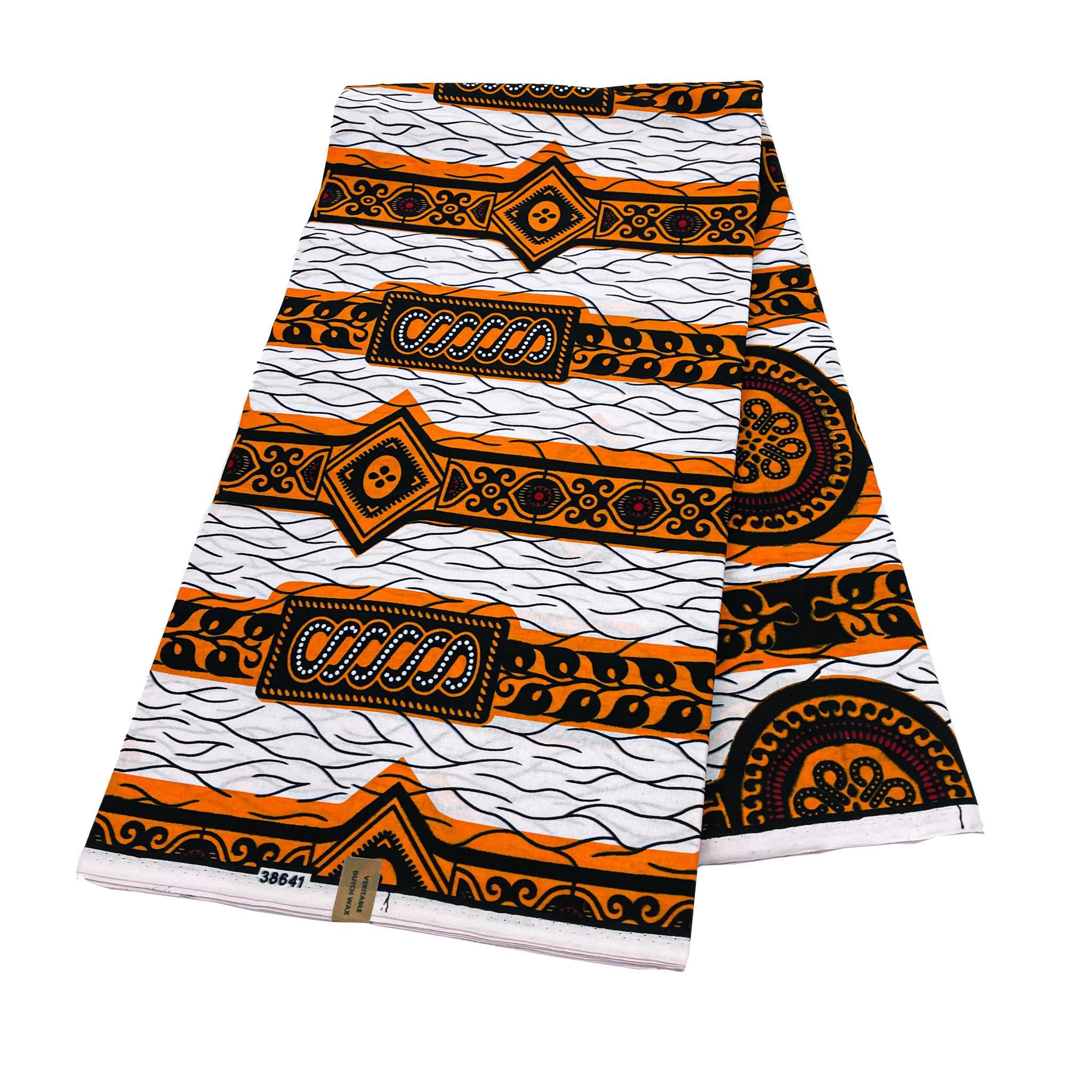 White & Yellow Wax Print Fabric - 6 Yards