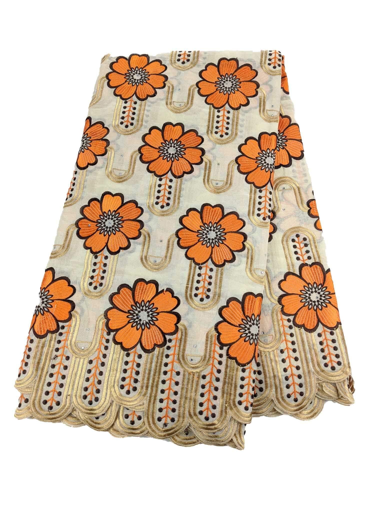 Orange, Brown & Gold Cotton Lace