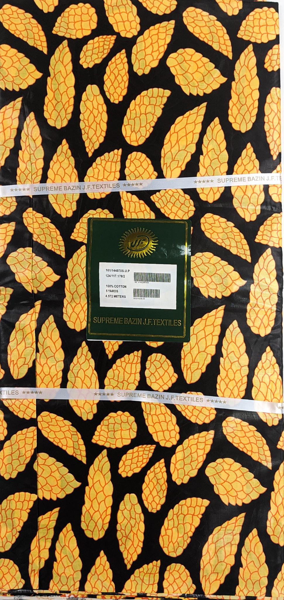 Yellow & Black Petal Bazin J.F Textiles