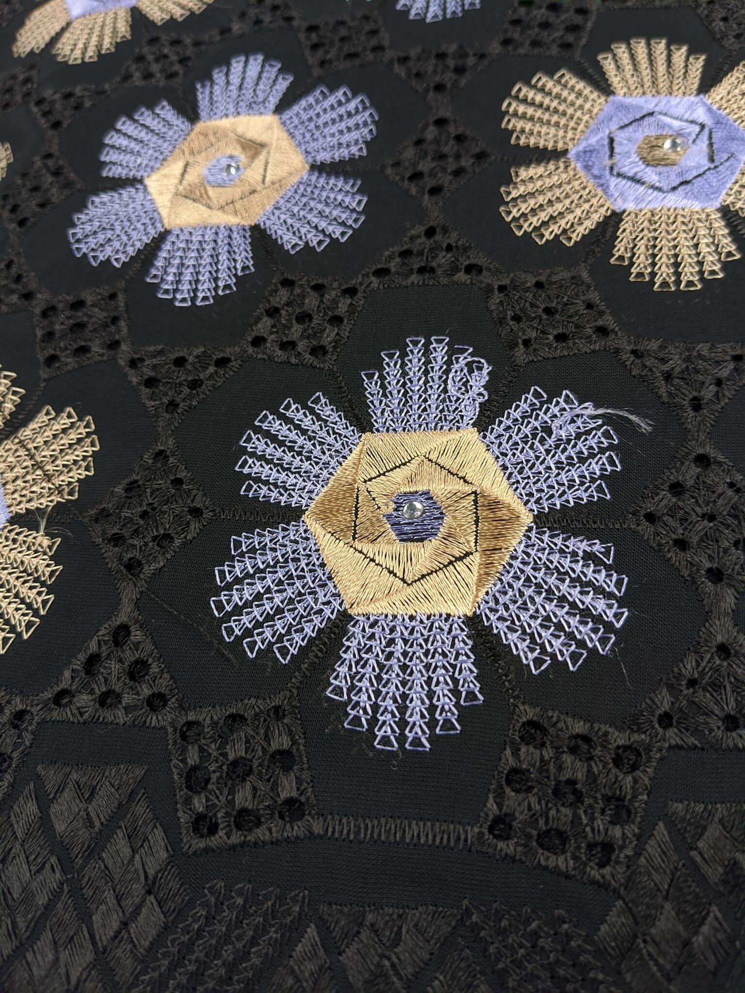 Black, Gold & Lilac Cotton Lace