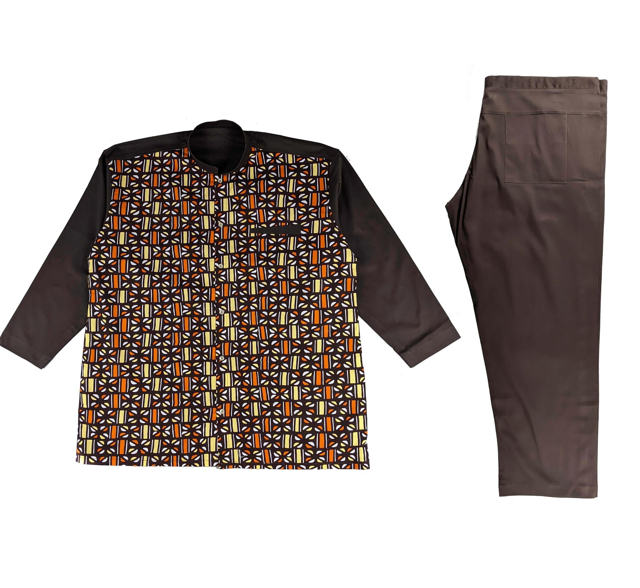 Men Embroidery Long Sleeve Set