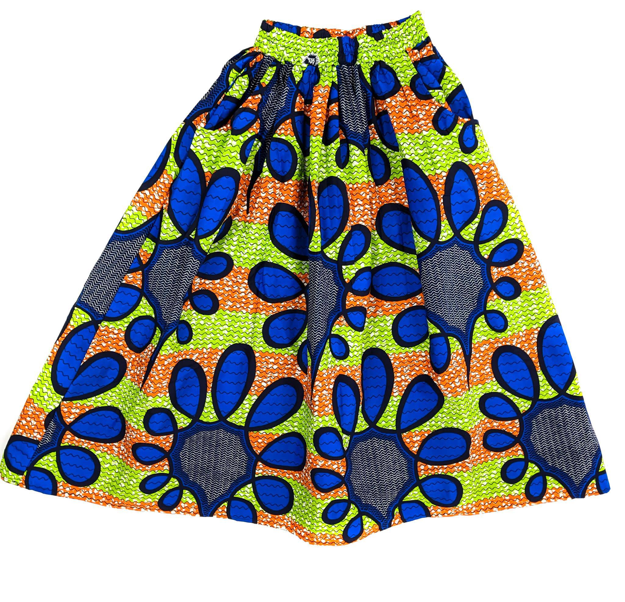 Handmade Multi Ankara Print Midi Skirt
