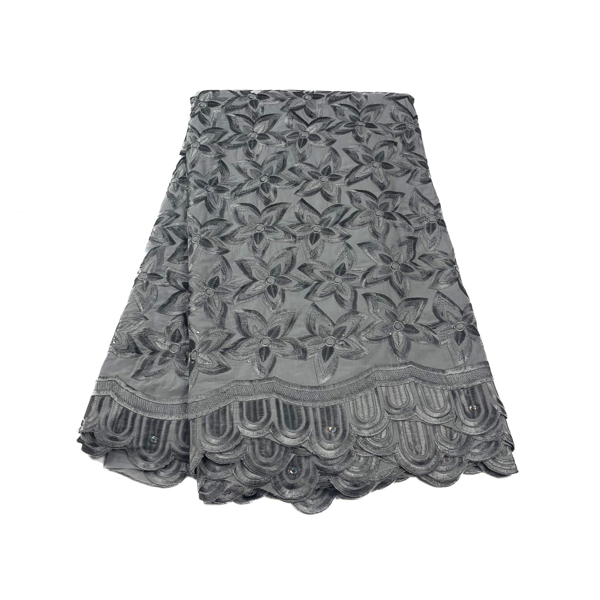 Grey Floral Cotton Lace