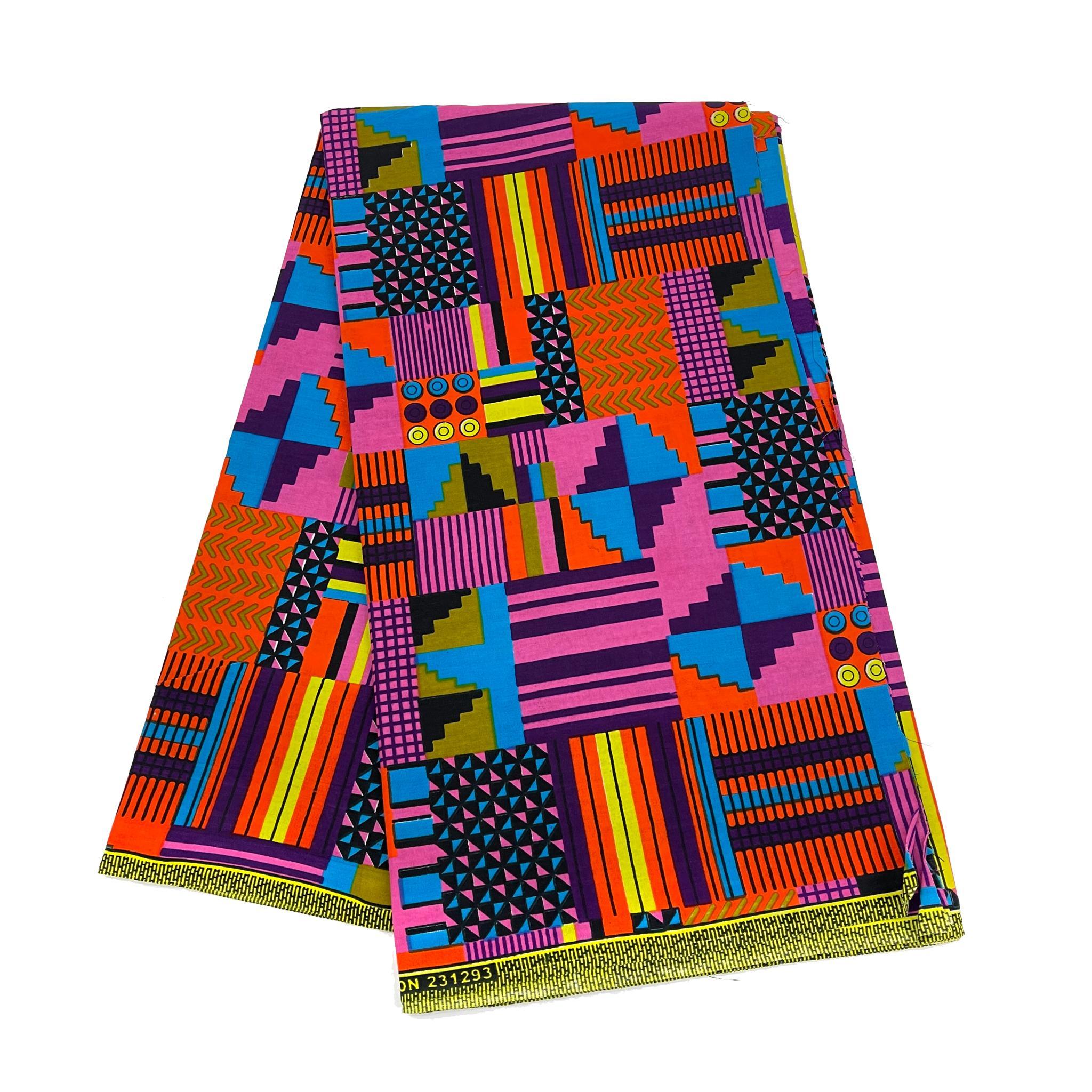 Pink Multicolored Wax Print Fabric - 6 Yards