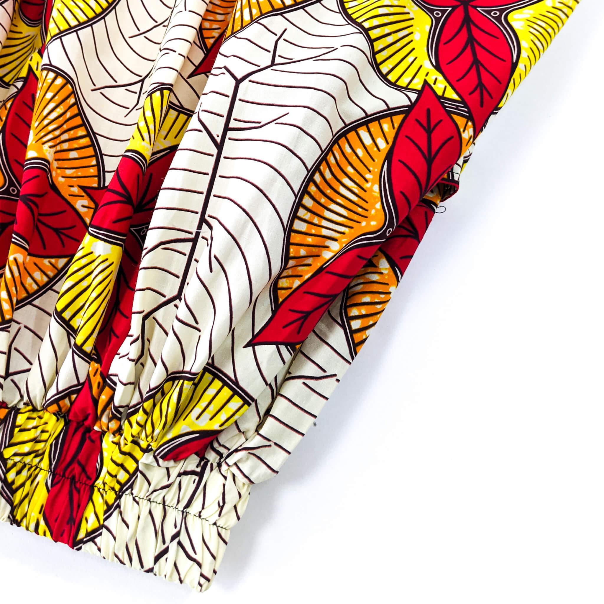 Handmade White Multi Floral Ankara Print Midi Skirt