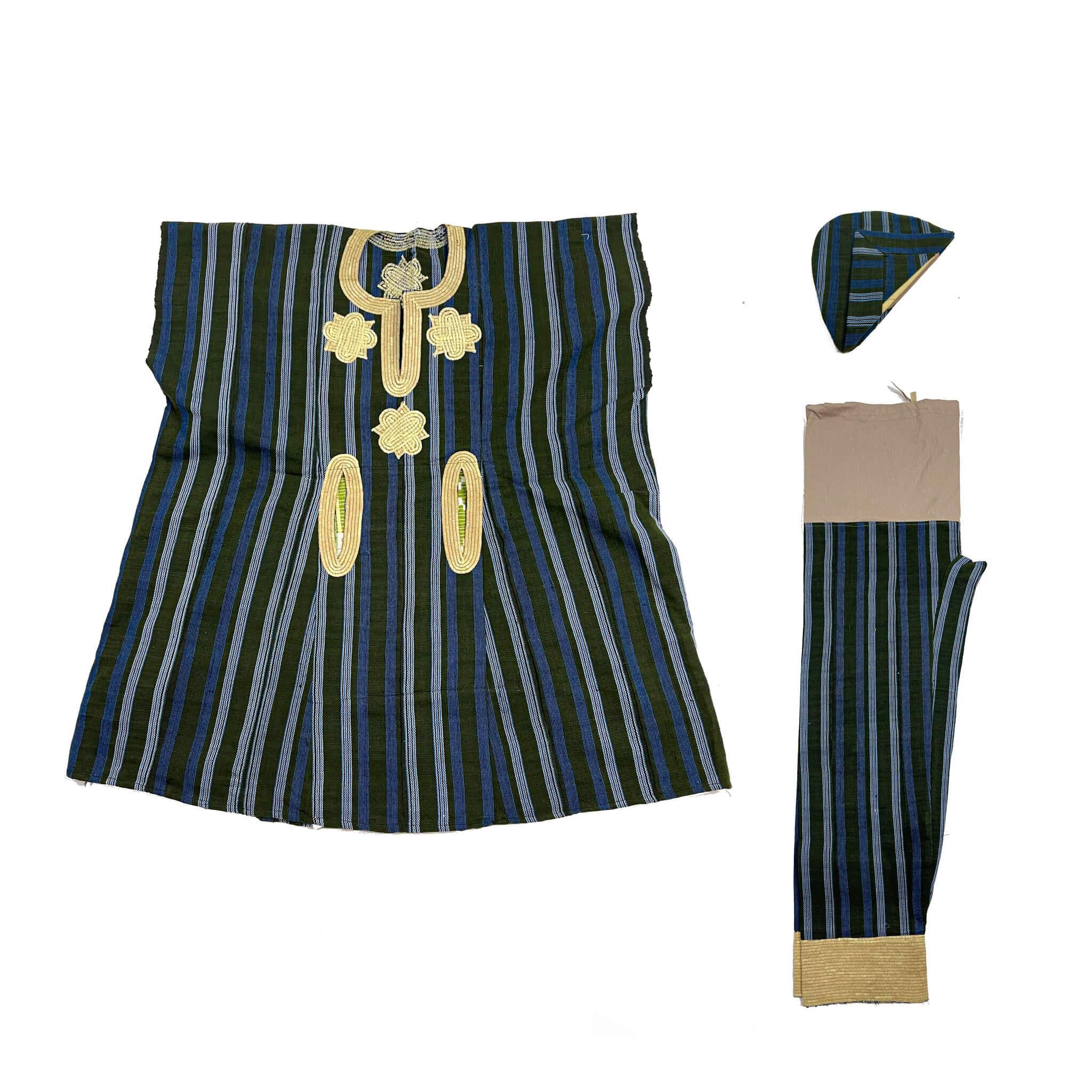 Green & Blue Aso Oke Pant Set