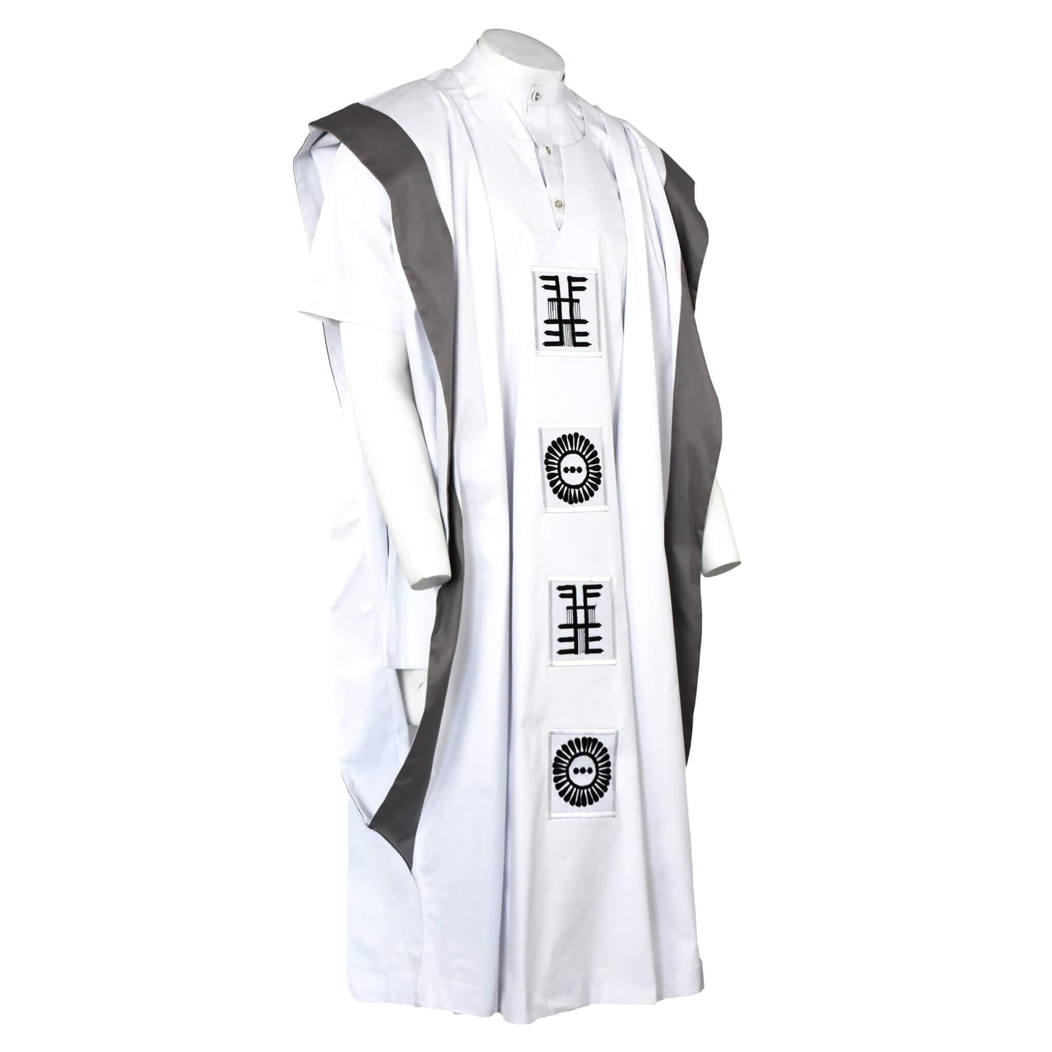 White & Black Agbada 3pc Set