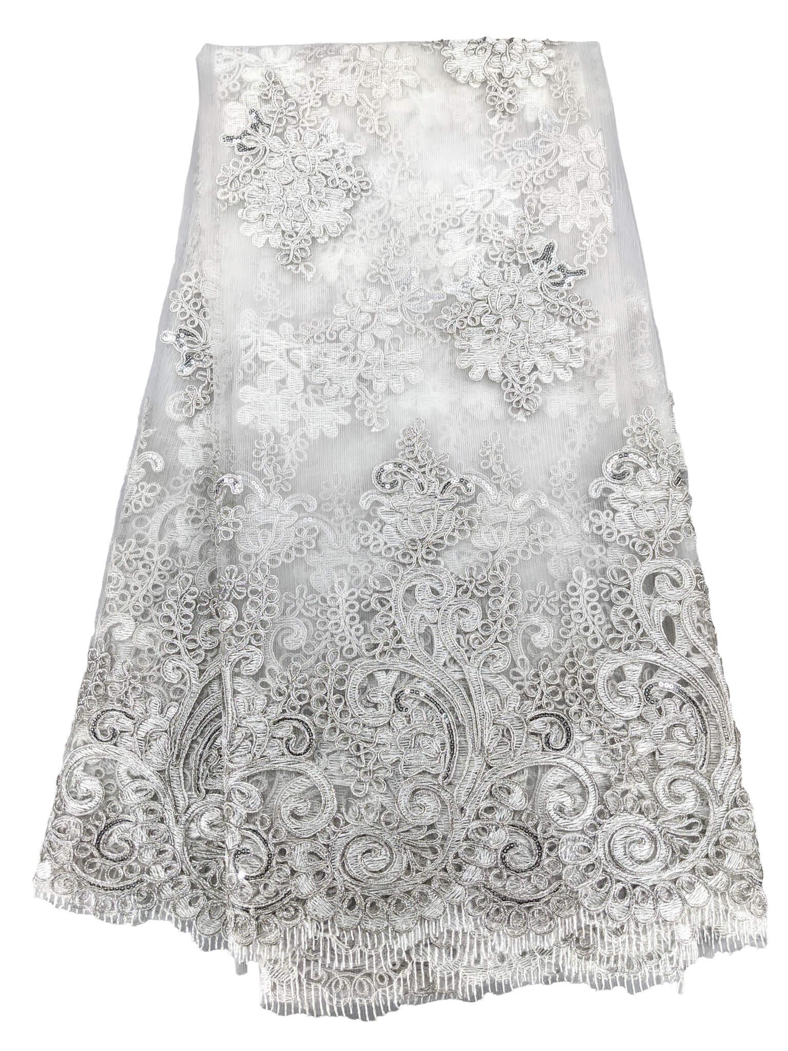 Silver Cord Net Lace