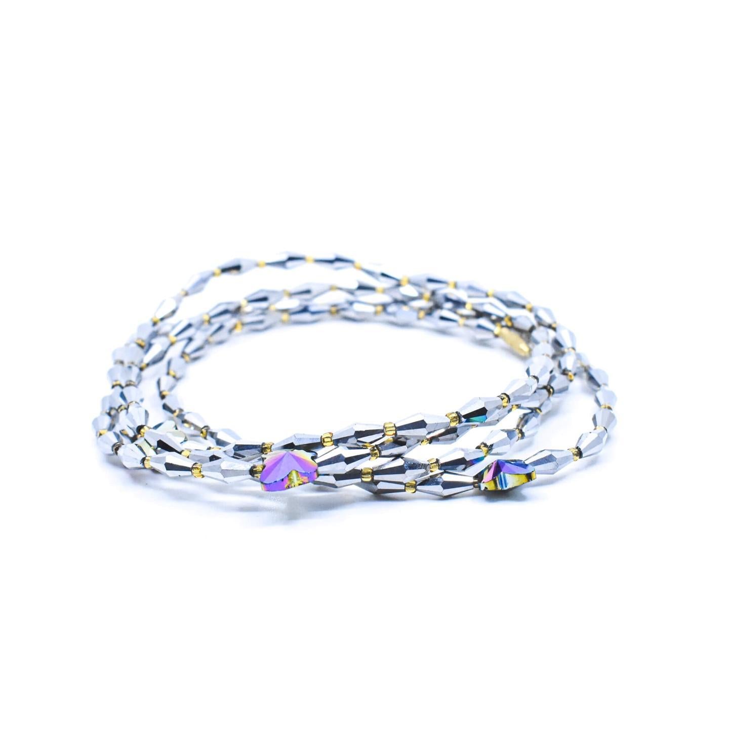 Grey Glass Waist Beads