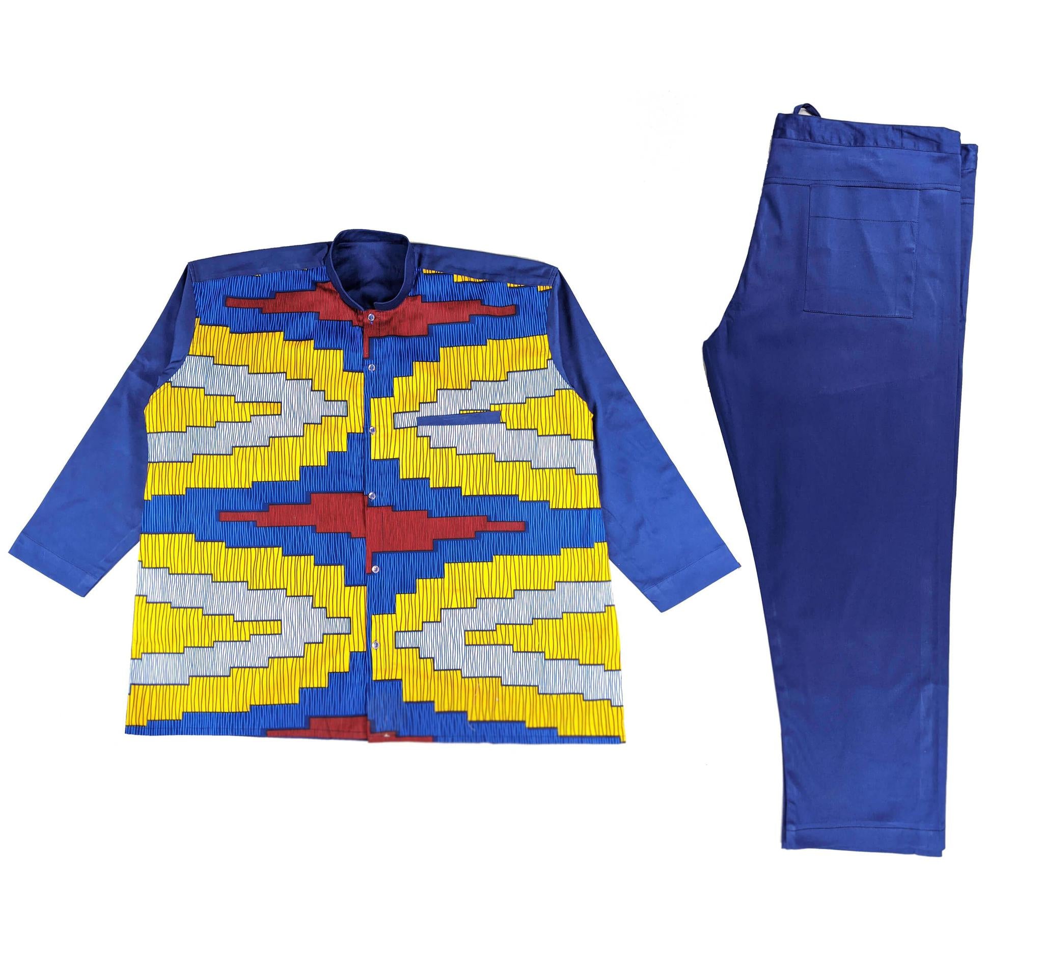 Men Embroidery Long Sleeve Set