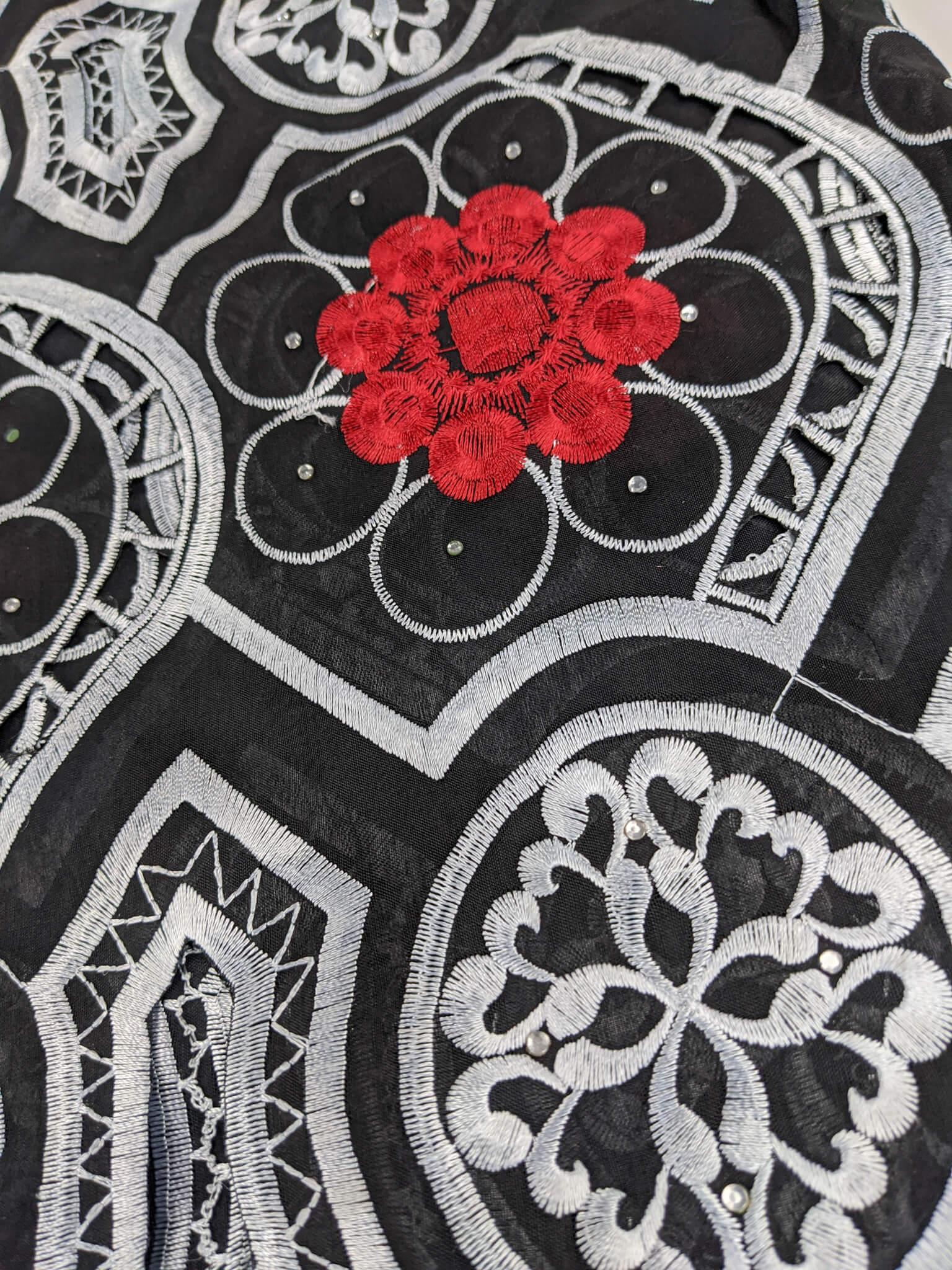 Black, Red & Silver Cotton Lace