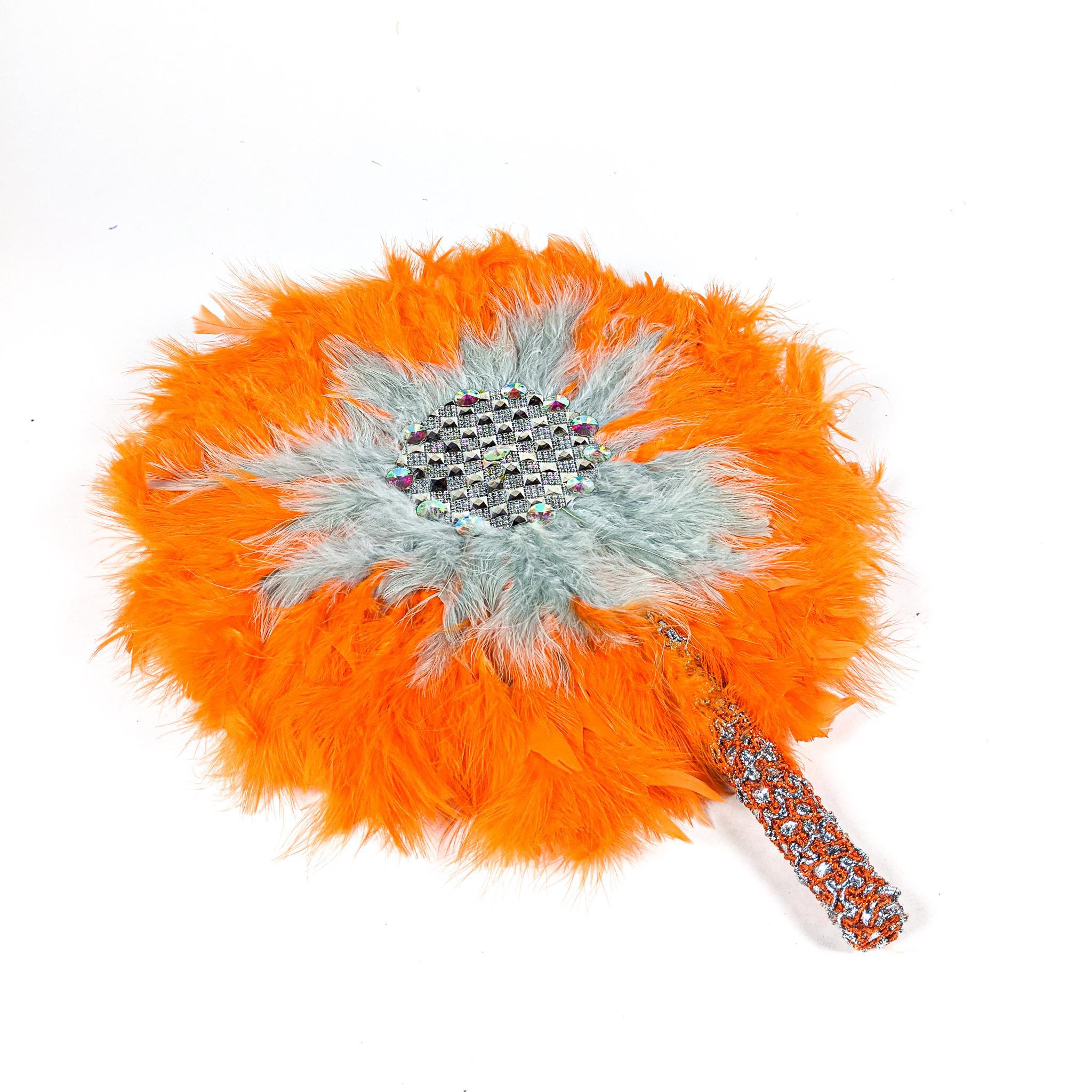 Orange & Grey Traditional Wedding Hand Fan