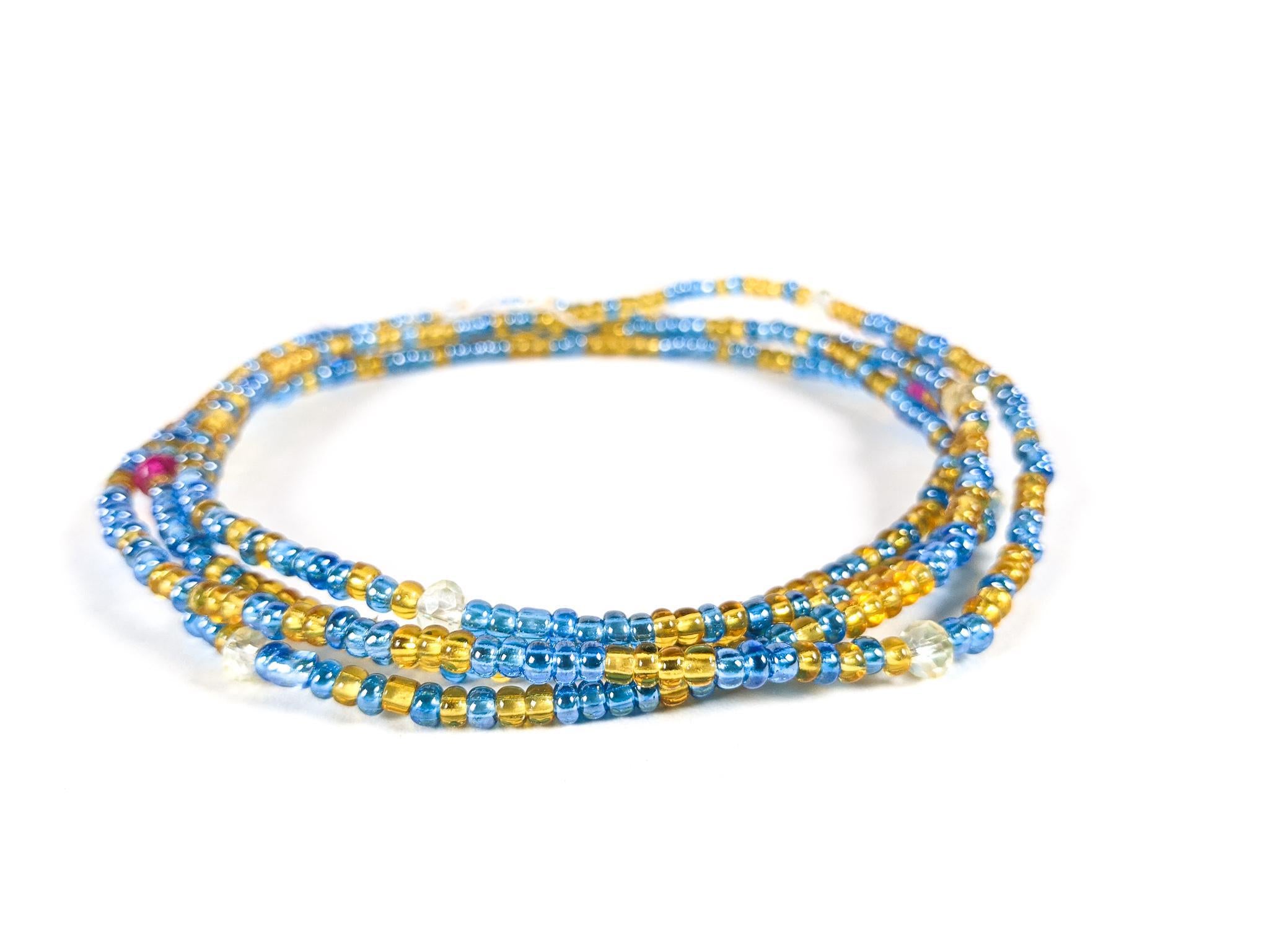 Blue & Gold String Tie Waist Beads